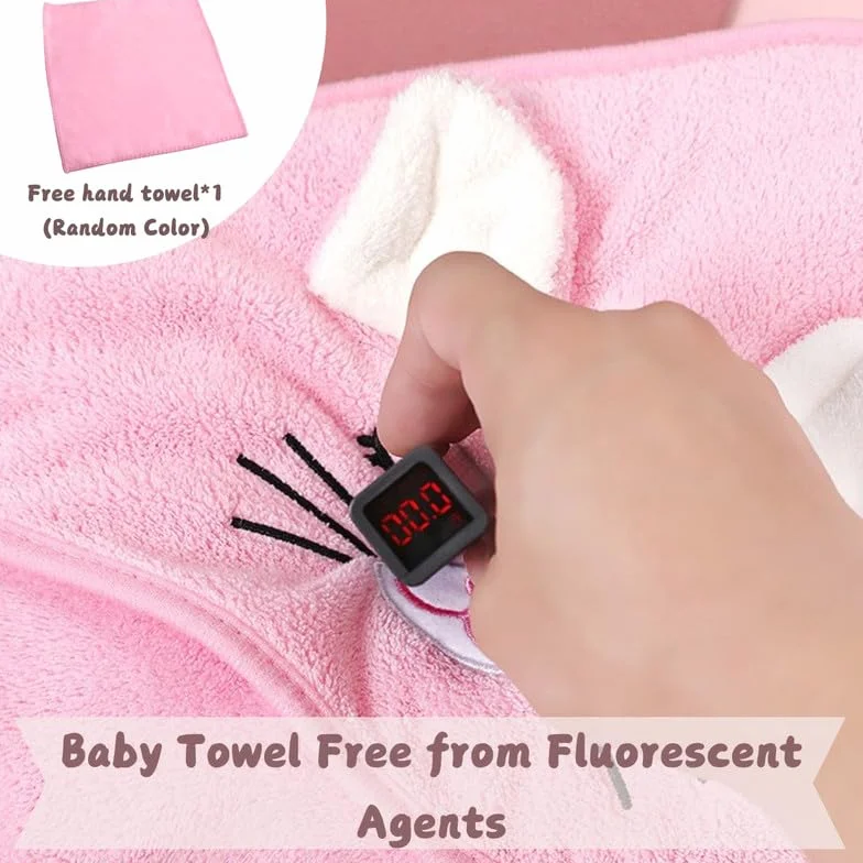 Serviette de Bain avec Capuche Bébé 80x80 cm Super Absorbante Nouveau-né Rose