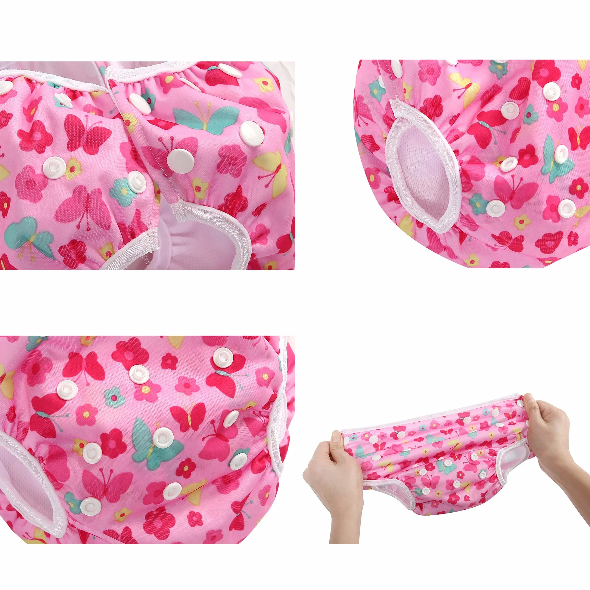 Couches de Bain Réutilisables Bébé Fille Réglable Imperméables Taille Unique 0-3 Ans