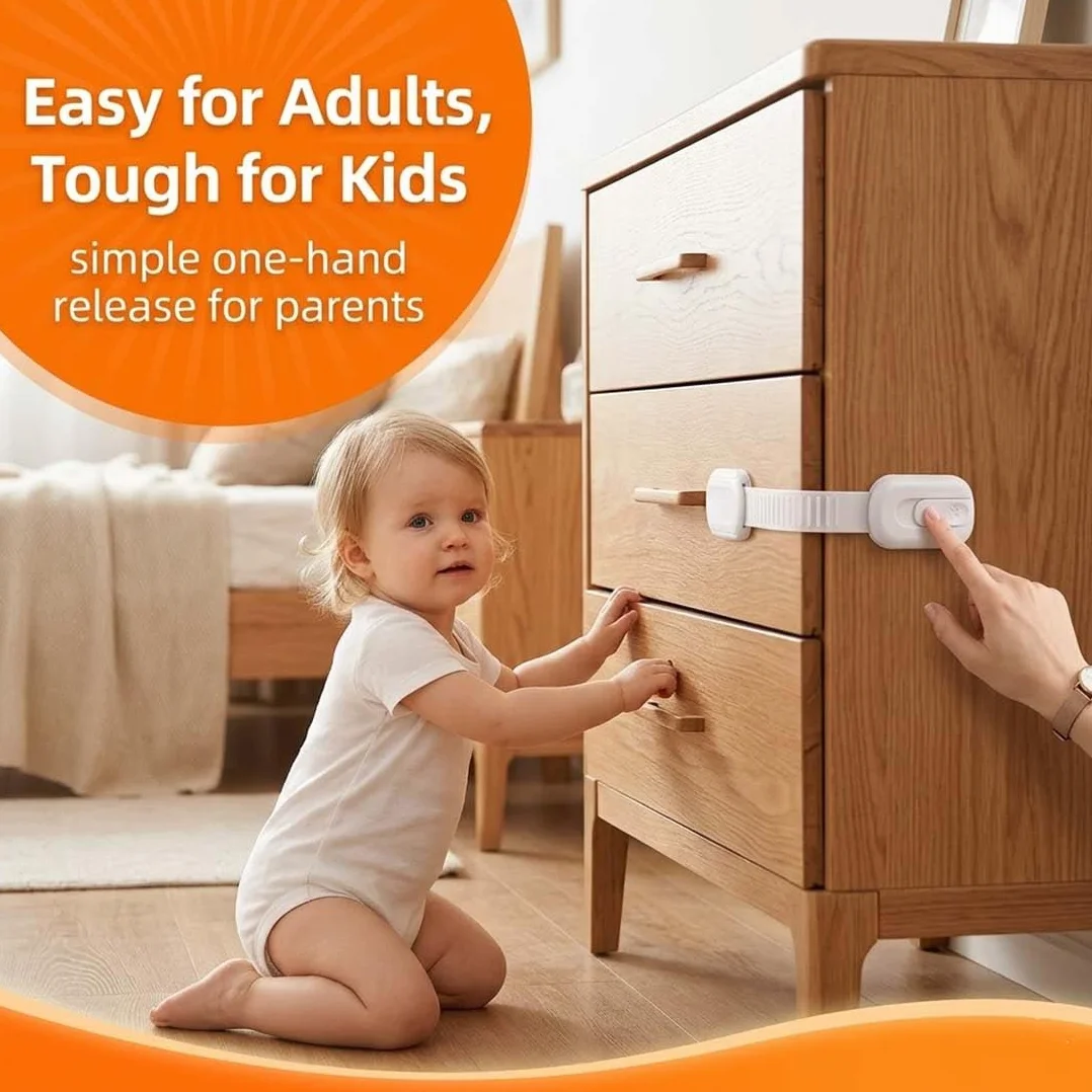 Securite Placard Enfant 6 Pièces Blanc Standard Adhésif Fort Bloque Porte