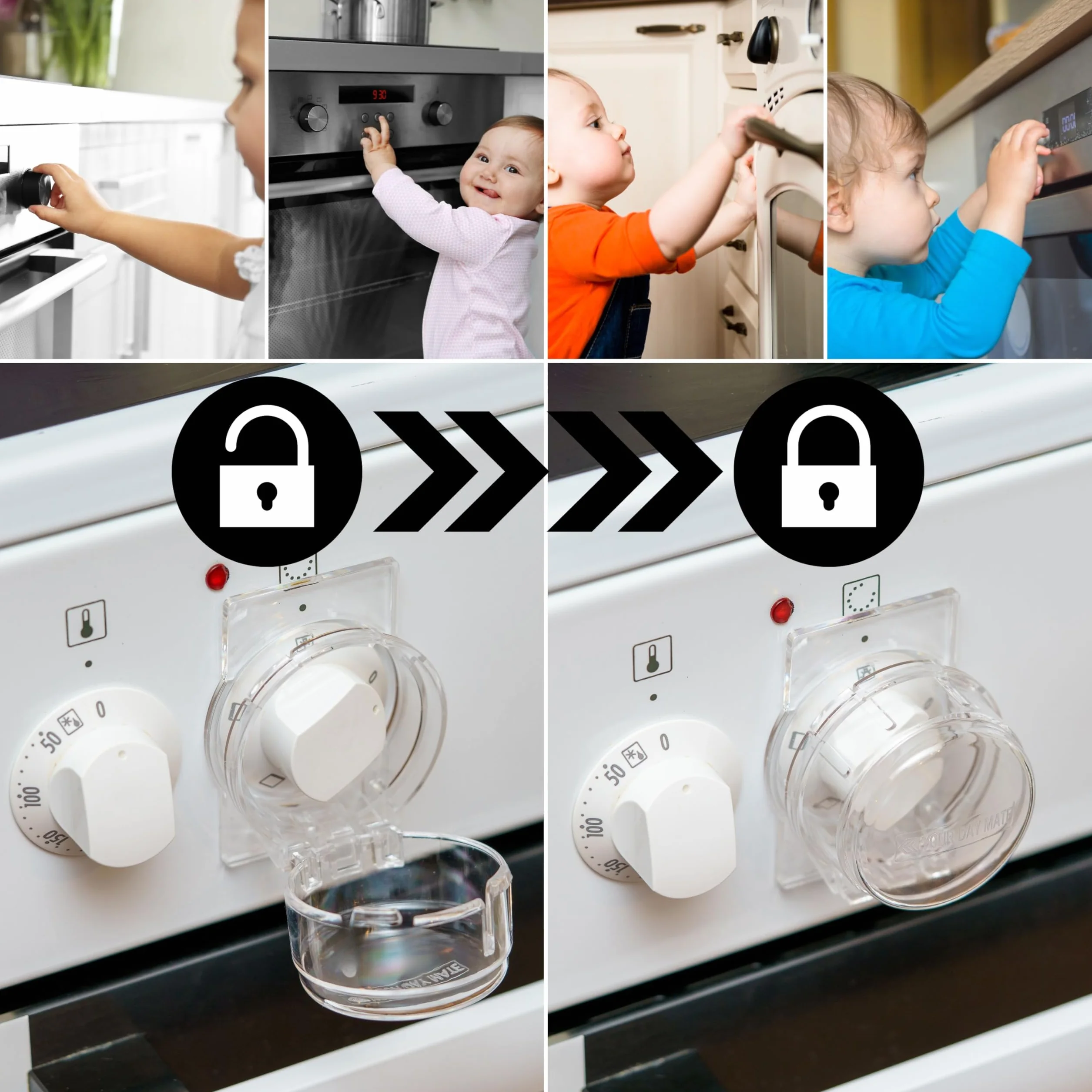 Bouton de cuisinière Sécurité enfants 2 pcs, protection Ø max. 4,9 cm hauteur 4 cm distance min. 6,1 cm