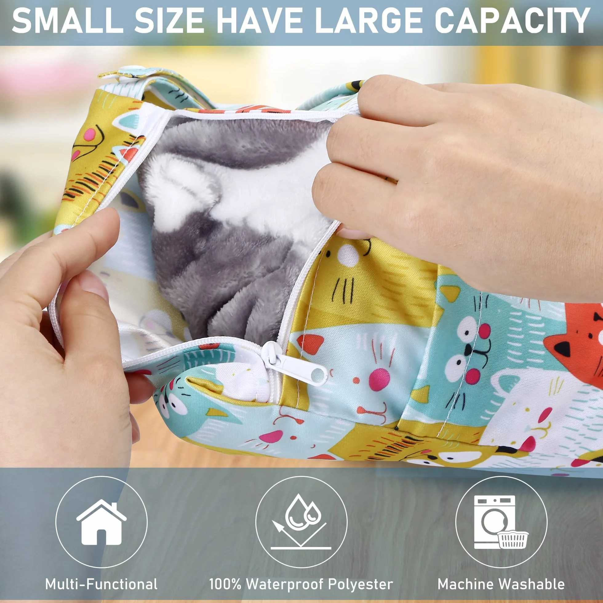 Wetbag Lot de 4 sacs à langer imperméables réutilisables avec fermeture éclair multicolore