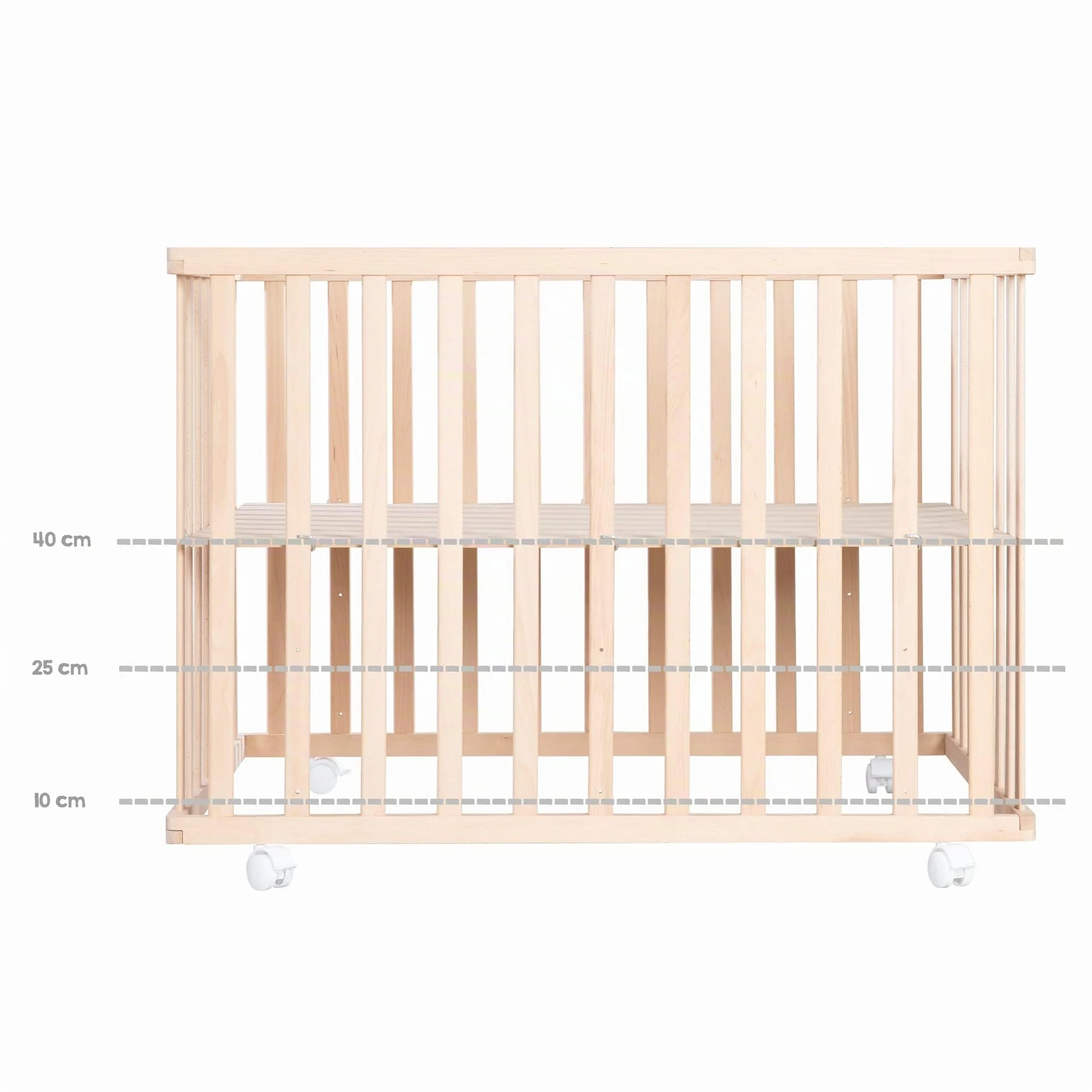 Parc Bébé Rectangulaire en Bois 75x100 Jumbotwins avec Tapis et Roues Freinables Blanc