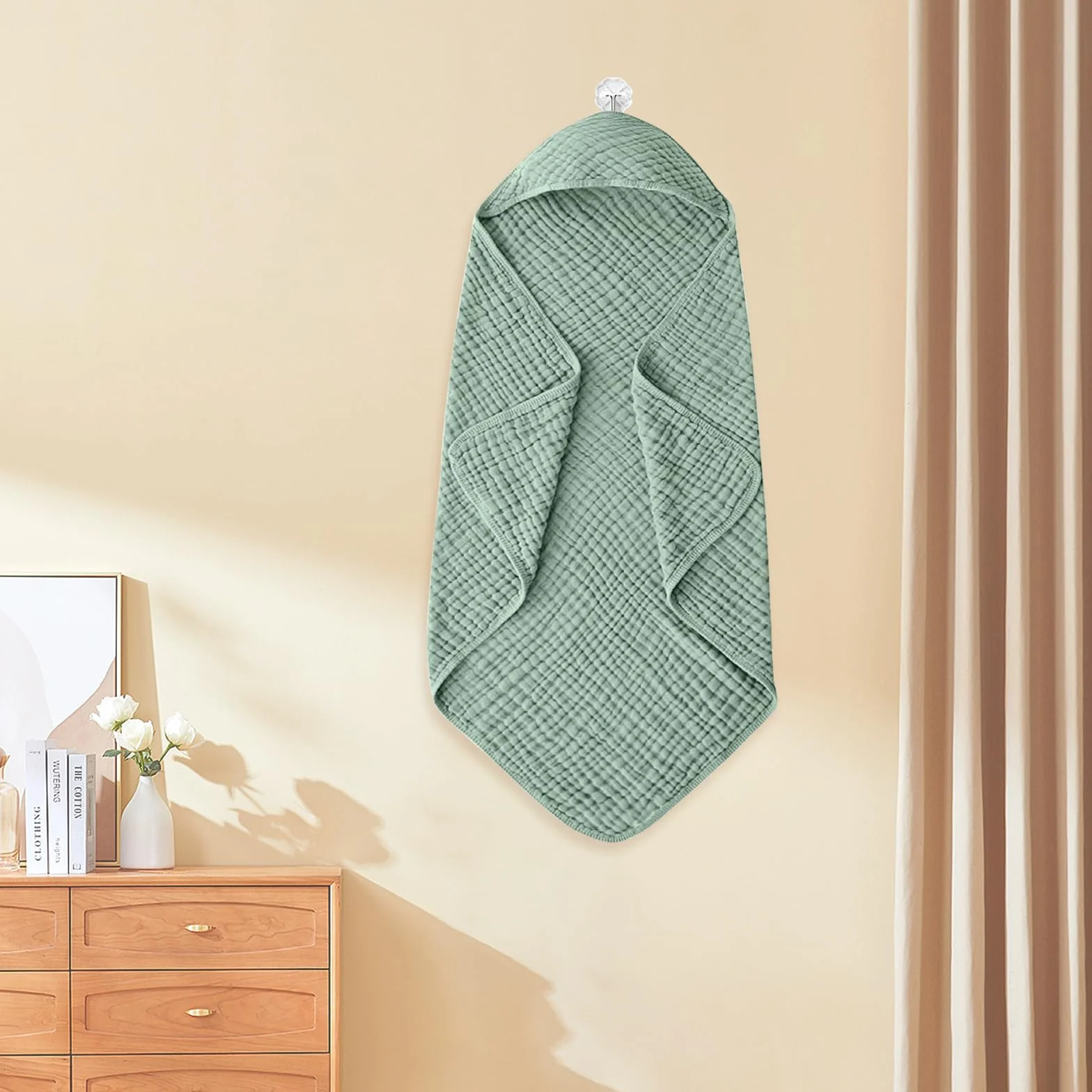 Serviette à Capuche Bébé 80 × 80 cm Coton Doux Super Absorbante Peignoir Bain
