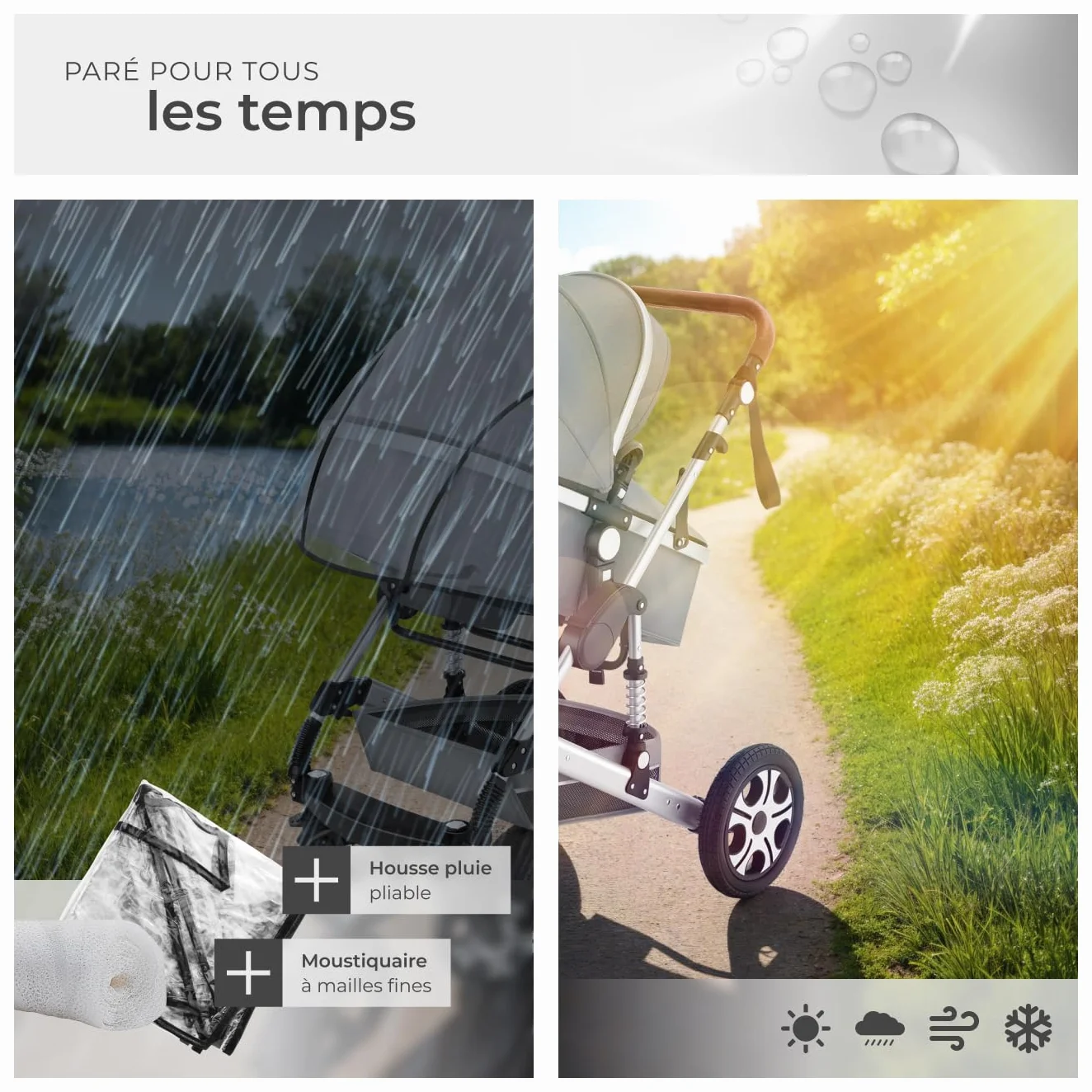 Tectake Poussette combinée pliable 0-36 mois nacelle siège sport harnais 5 points compacte voyage
