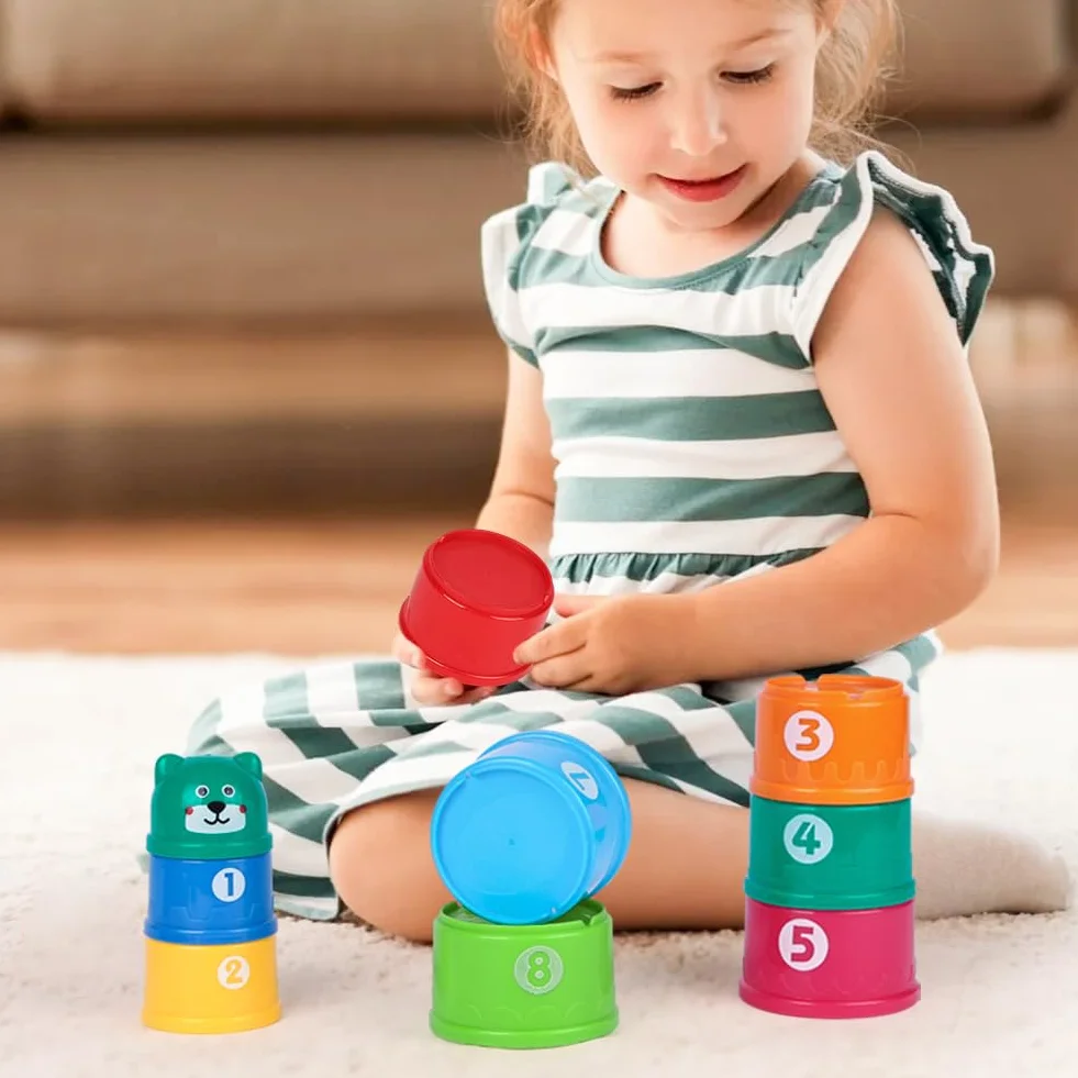Tasses à Empiler Bébé Lot de 9, Jouets Éducatifs Sensoriels pour 6 Mois Garçons Filles