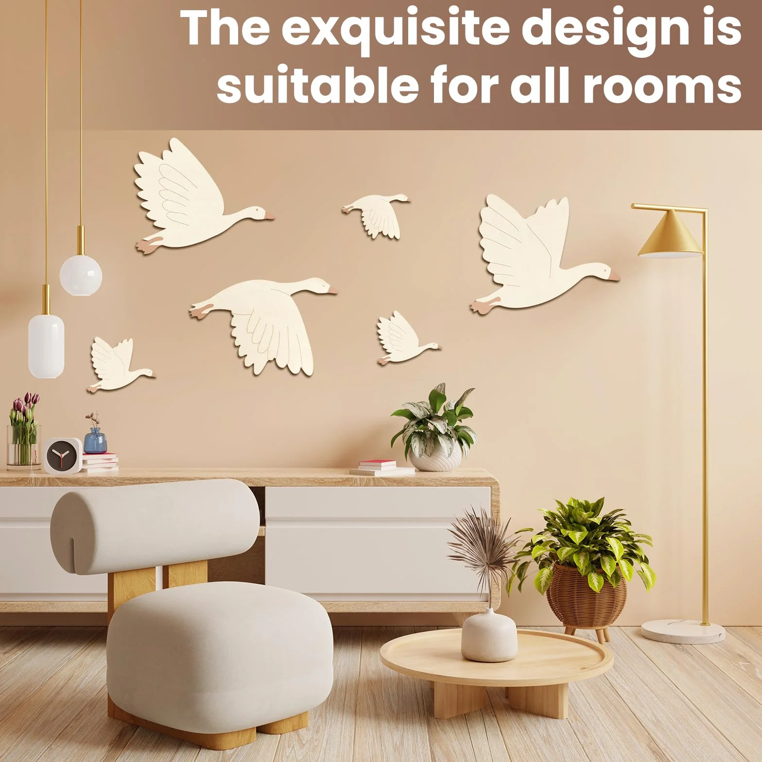 Sticker Mural Enfant Cygne Décorations Muraux Chambre Enfant Ensemble DIY Bois Adhésifs Forts