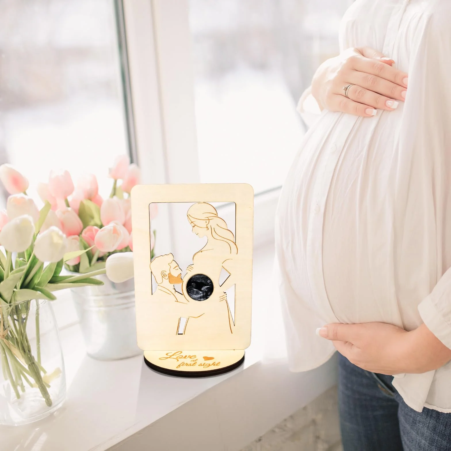 Cadre Photo pour Femme Enceinte SUNYOK Support Photo Ultrasons Idée Cadeau Fête des Mères