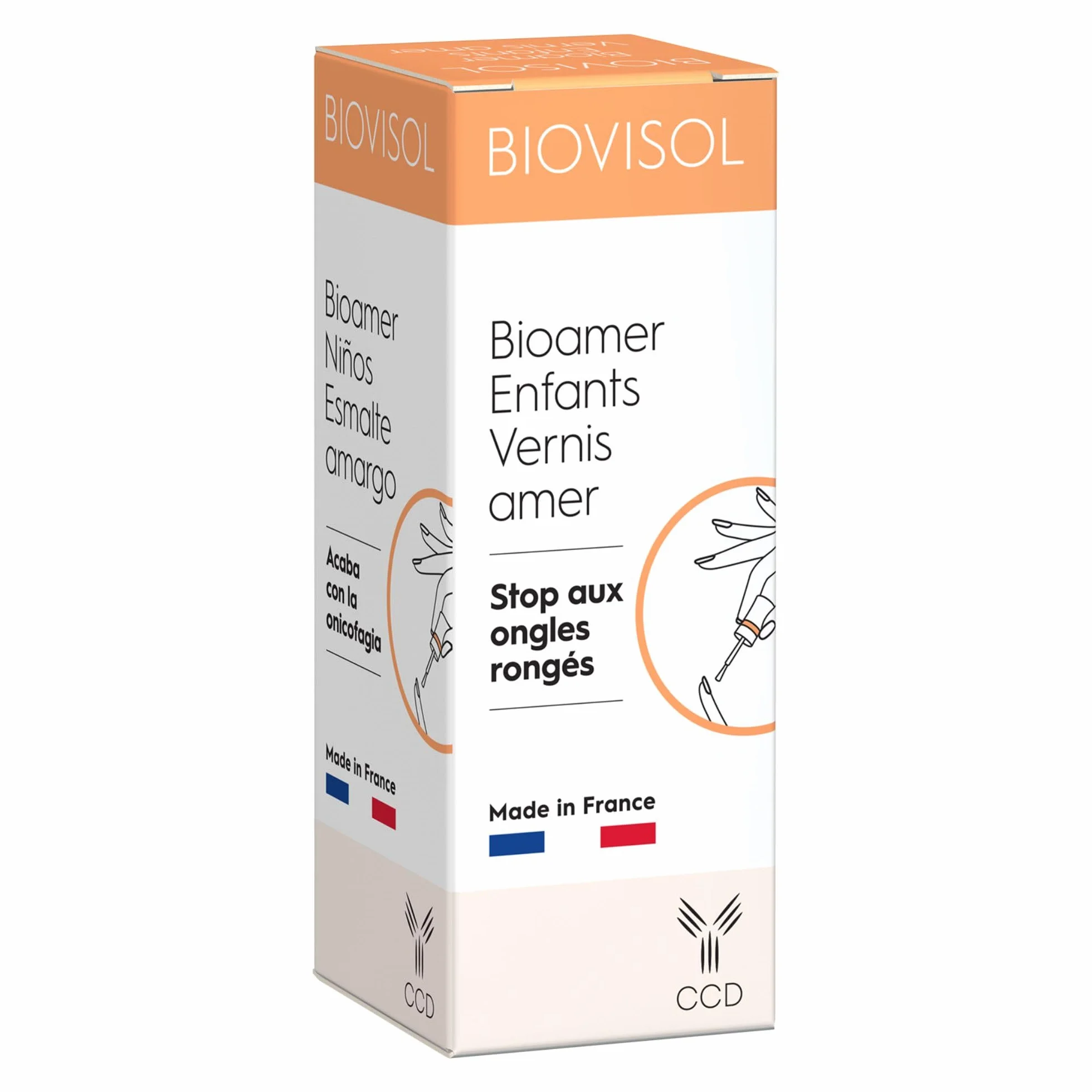 Bioamer Enfants Vernis Amer à Base d'Eau Ongles Rongés Succion du Pouce Goût Amer Dissuasif Lavable à l'Eau Tiède Sans Formaldéhyde Testé Dermatologiquement Dès 3 Ans