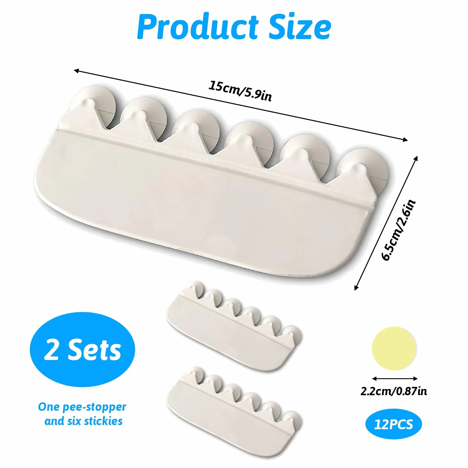 Déflecteur de Siège de Toilette 2 Pcs Anti-Éclaboussures Urine avec Ventouse Réutilisable Enfants Adultes