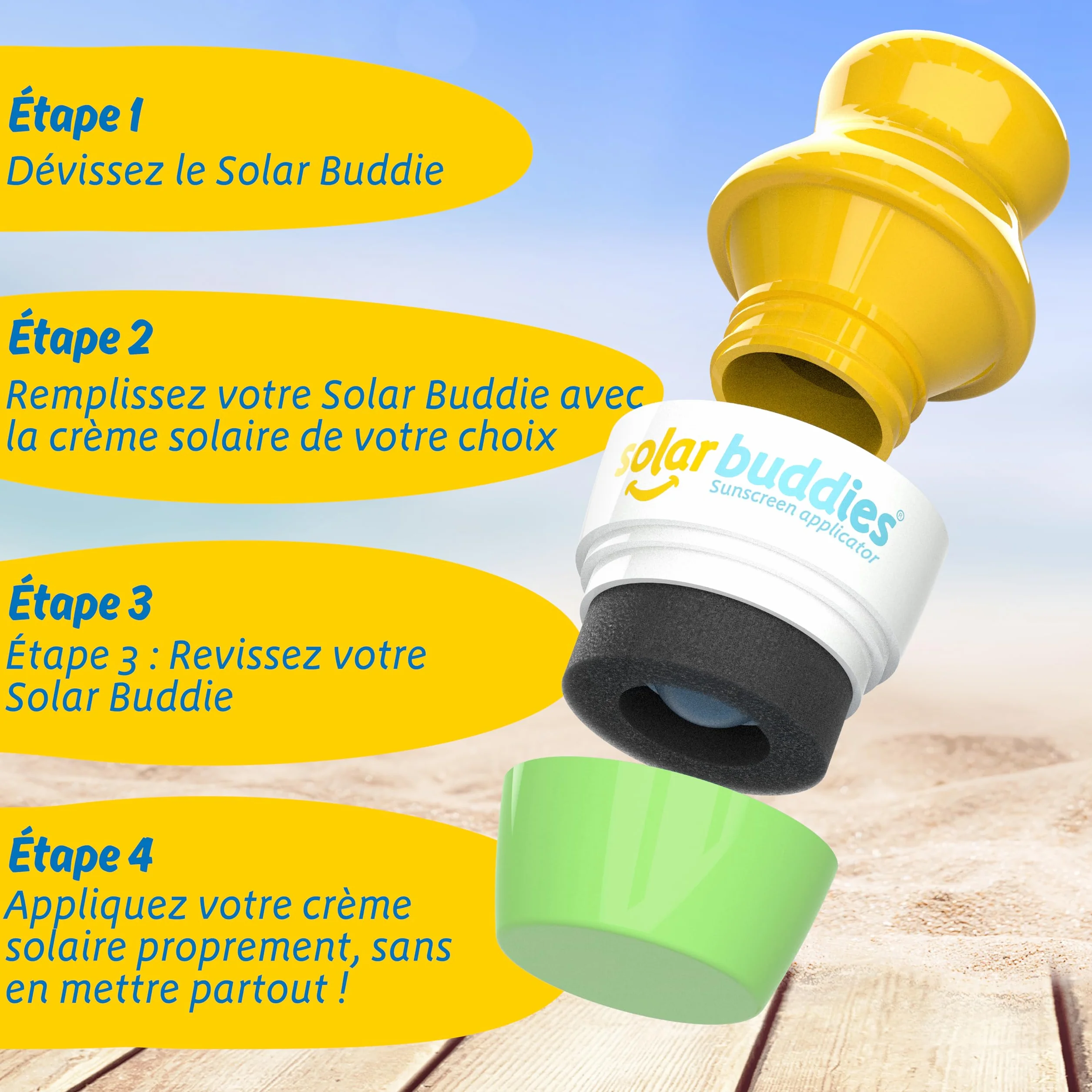 Solar Buddies Applicateur de crème solaire rechargeable sans BPA 100 ml Lot de 2