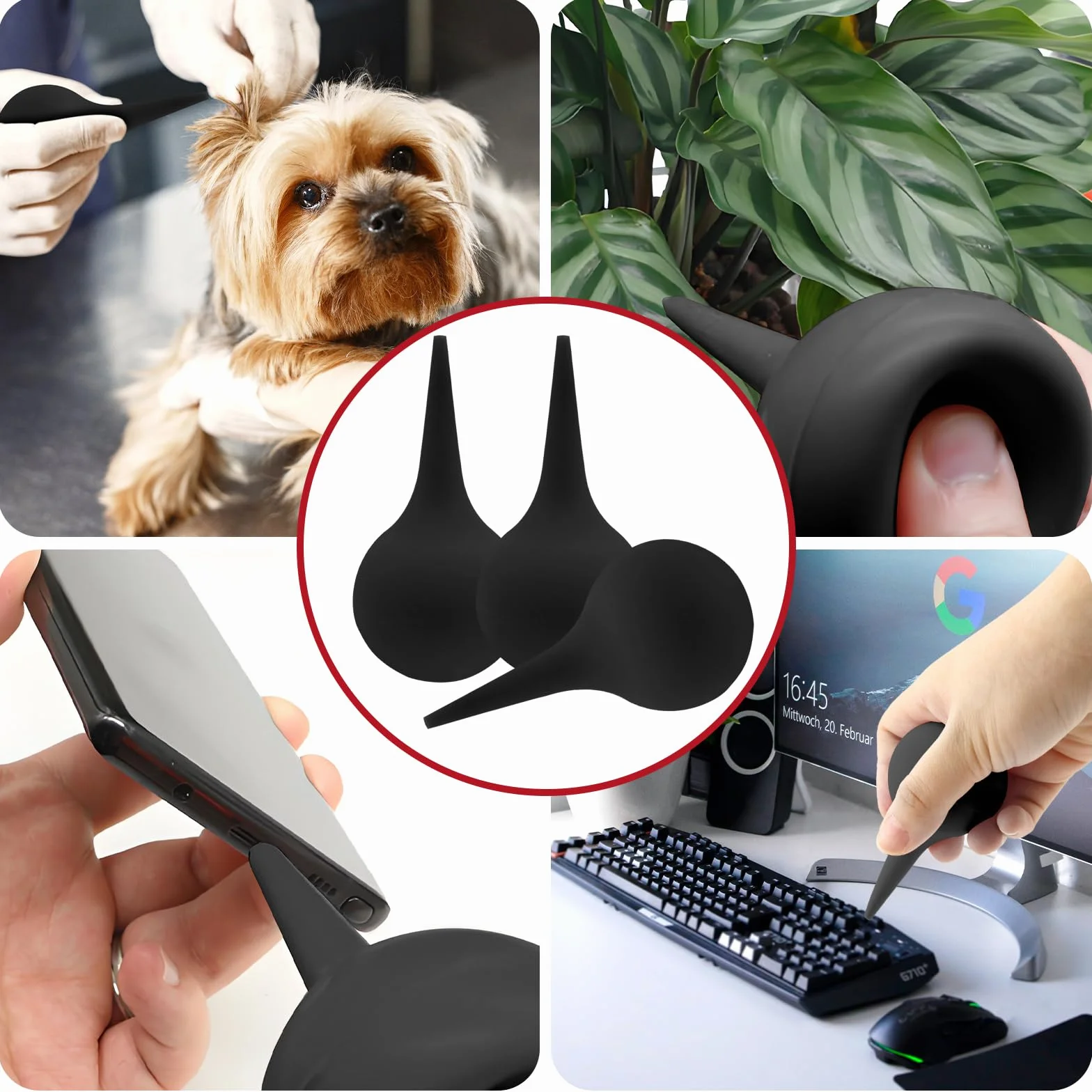 Poire Lavement Oreilles Nettoyage Oreille Bouchon Adulte Enfant Sac Tissé Poire Effilée Seringue Noir
