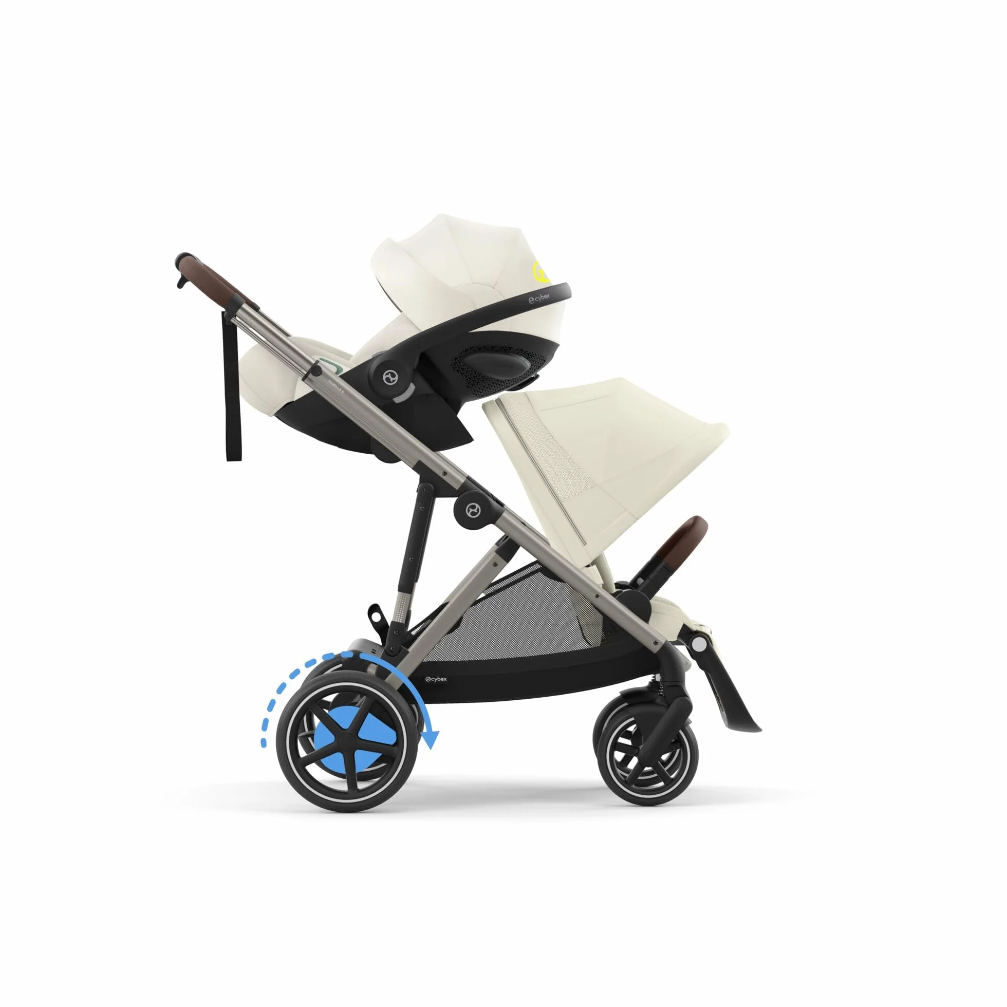 CYBEX Poussette Gold e-GAZELLE S, de la naissance à 4 ans, max. 22 kg, système tout-en-1 avec propulsion électrique, Beige coquillage