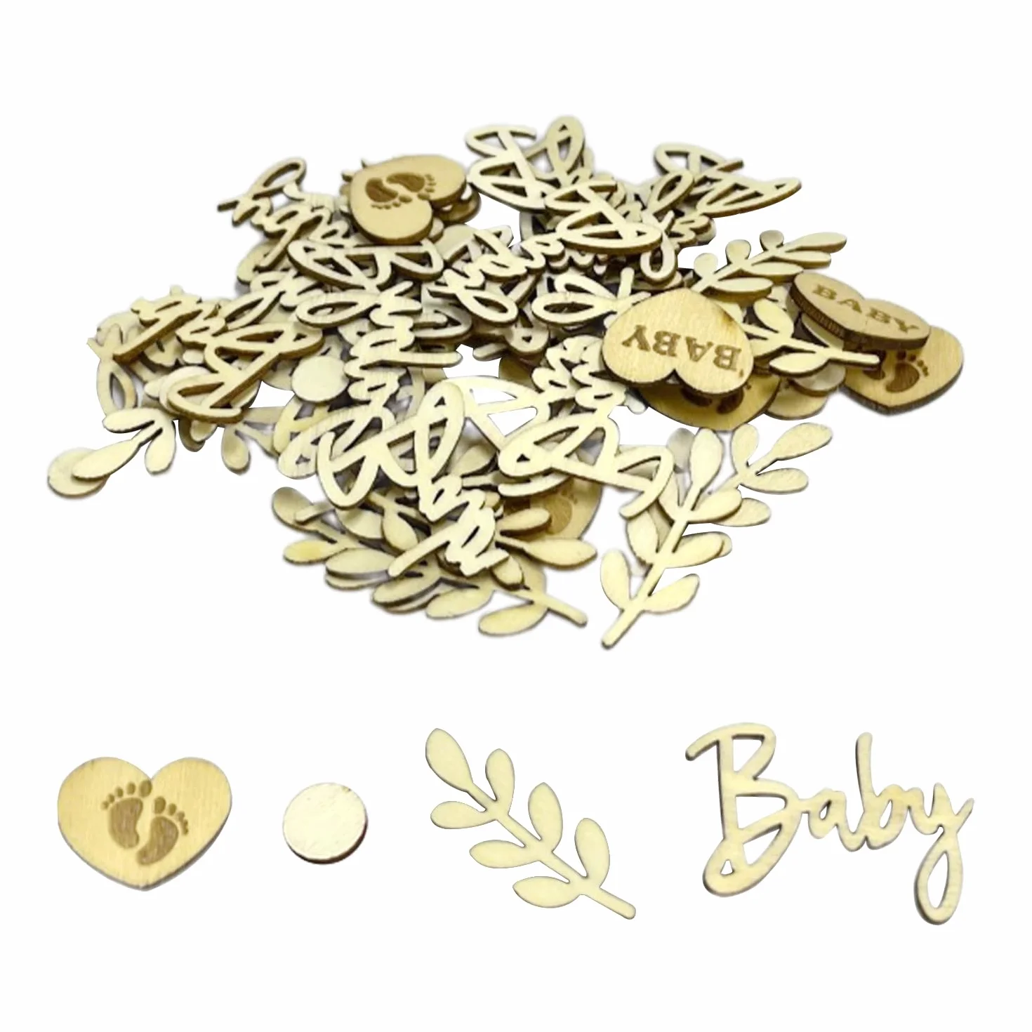 Lot de 70 Décorations pour Fête Prénatale et Baptême - Restes de Bois pour Alphabet et Révélation de Sexe