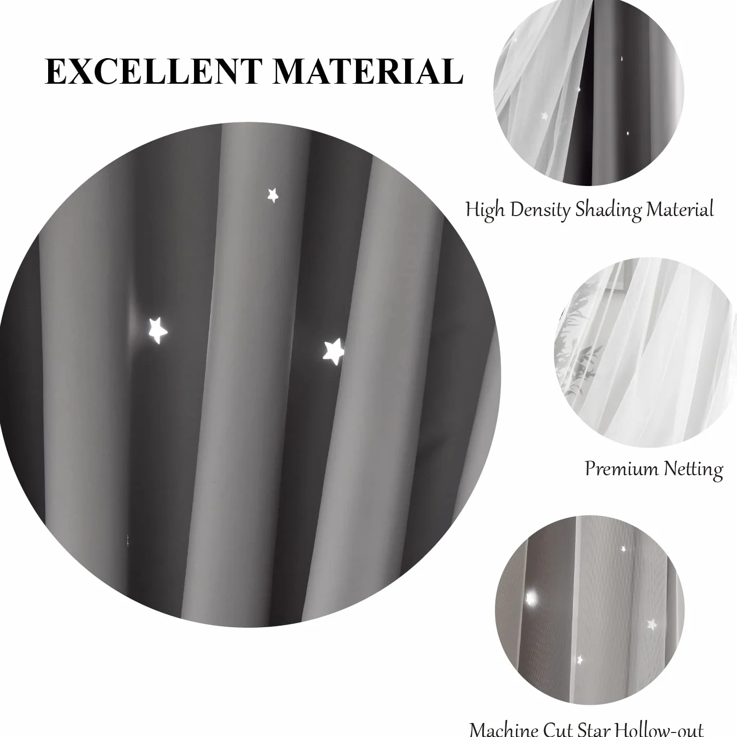 Loyala Rideaux occultants double couche 132 x 243 cm gris pour chambre
