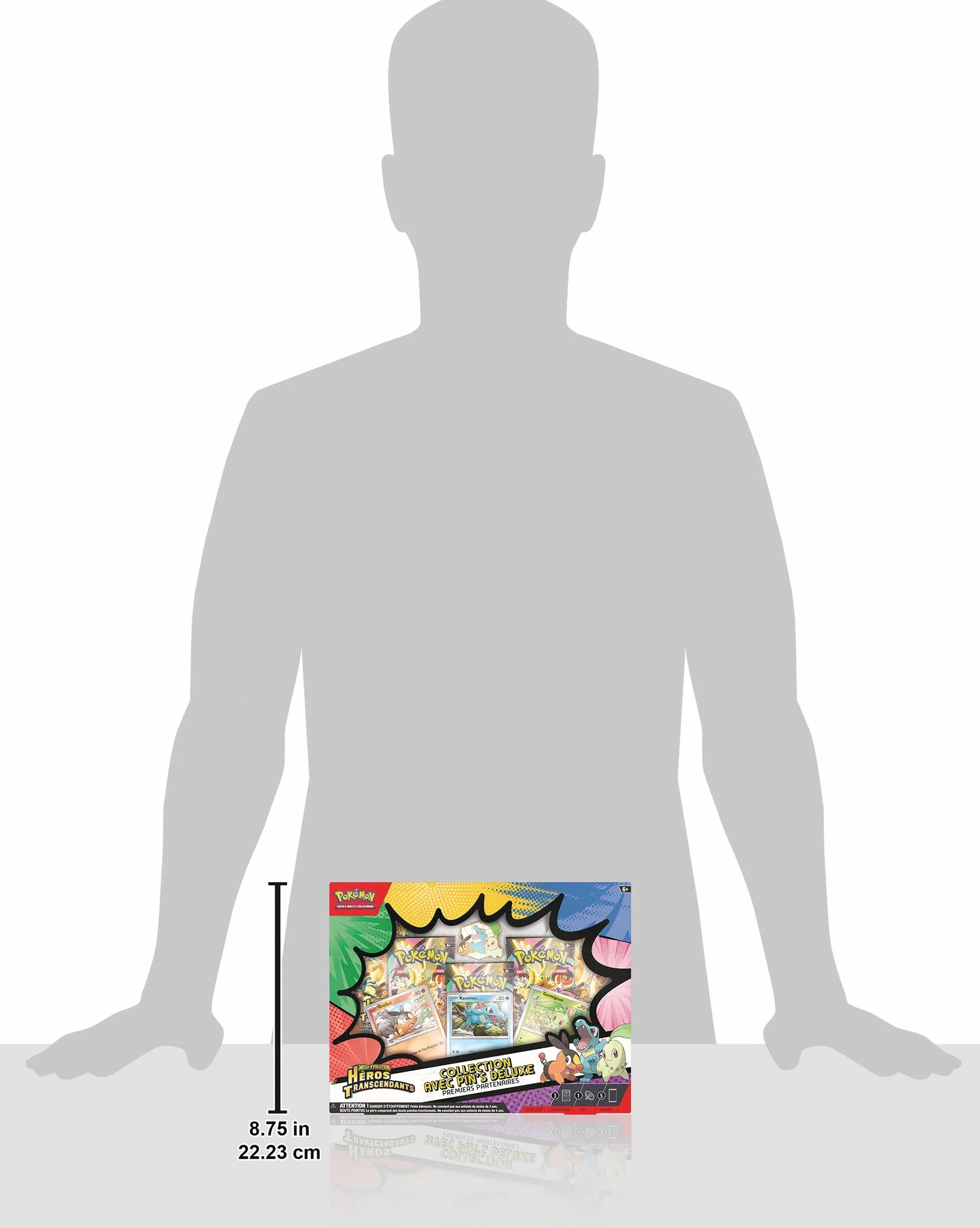 Pokémon Collection Deluxe Premiers Partenaires Méga-Évolution Héros Transcendants 3 Cartes Promo Brillantes 1 Pin's Deluxe 5 Boosters