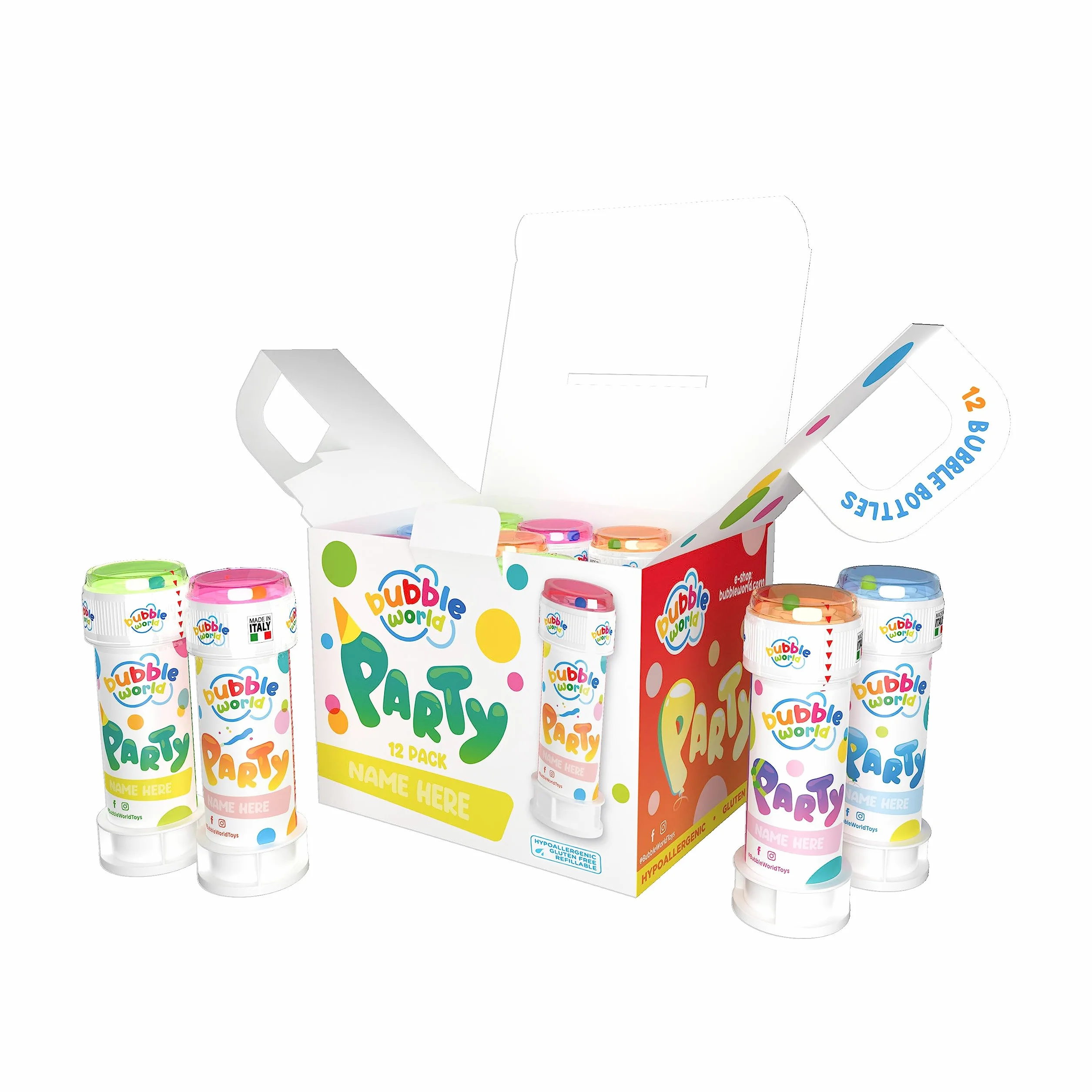 Bulles de Savon Multicolor Pack de 12 x 60ml