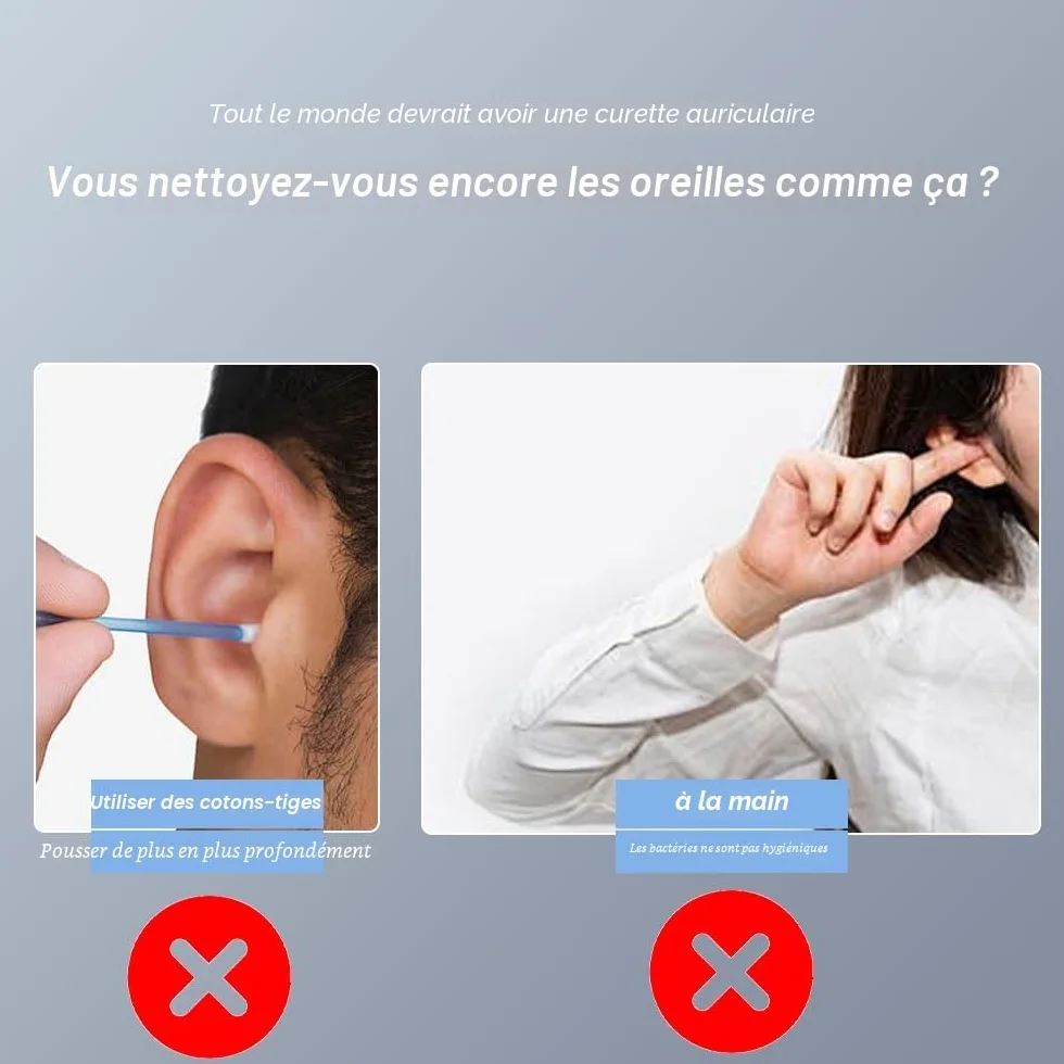 Nettoyeur D'oreille en Acier Inoxydable 6 Pcs Kit Portable