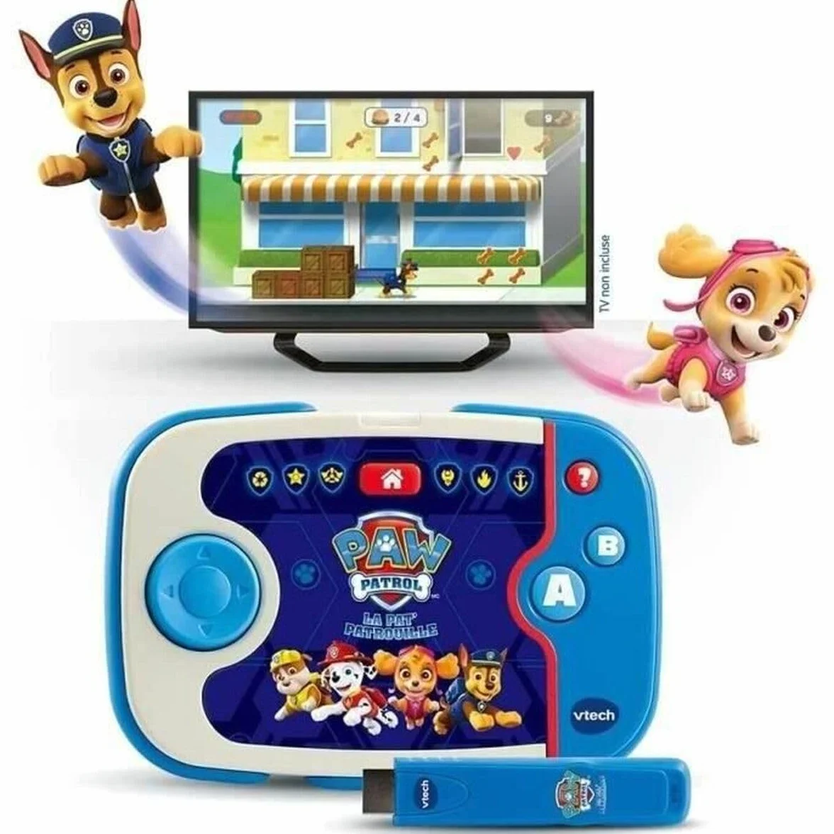 VTech Pat' Patrouille ABC Smile TV Ma Première Console TV Éducative Console de Jeux avec Manette sans Fil Clé HDMI Cadeau Enfant 3-7 Ans