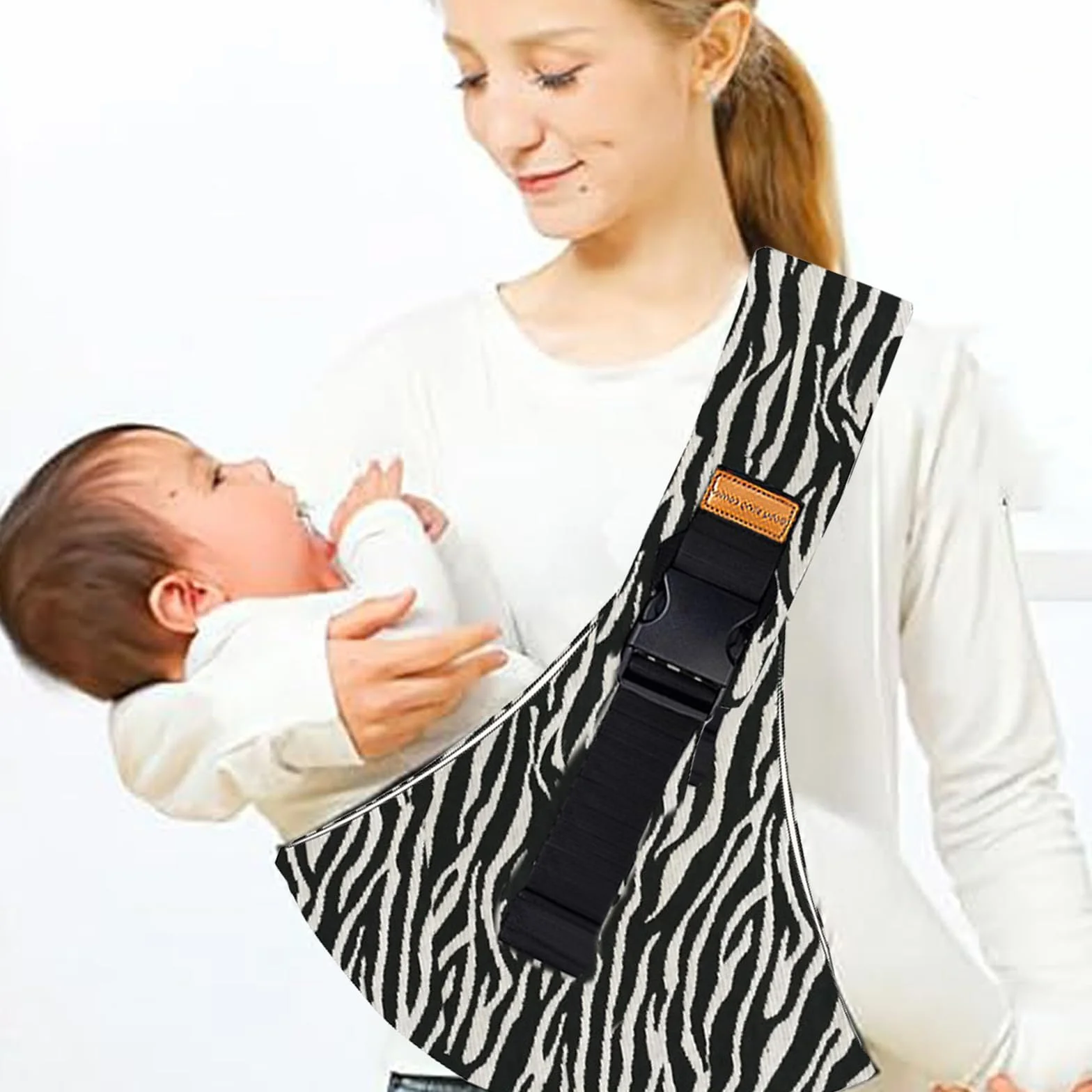 Baby Carrier Physiologique Porte Bebe Toddler Réglable Léger Respirant 0-36 Mois Kangourou Sling (Rayures Zèbre)