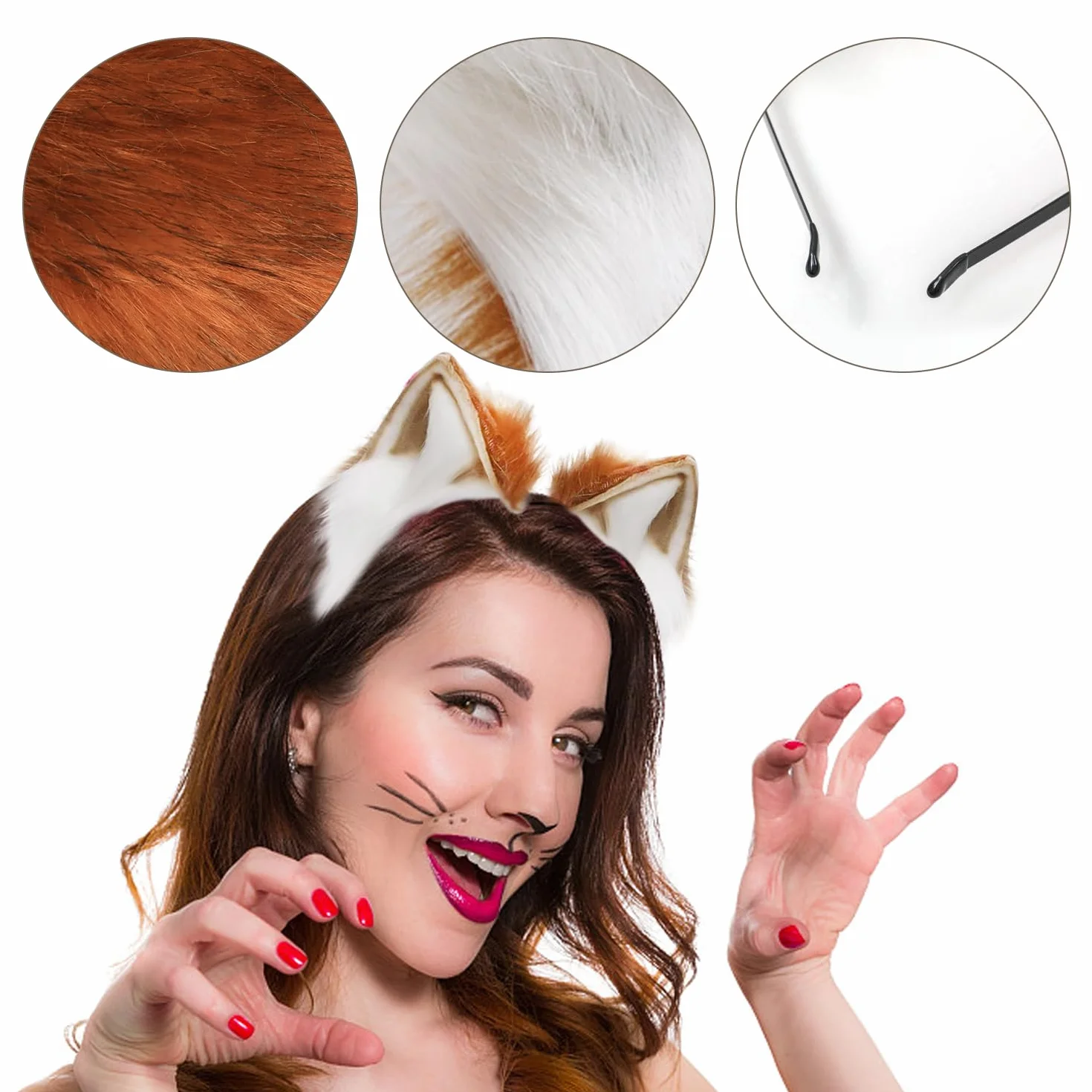 Ensemble de costume de chat avec bandeau d'oreille et queue en peluche