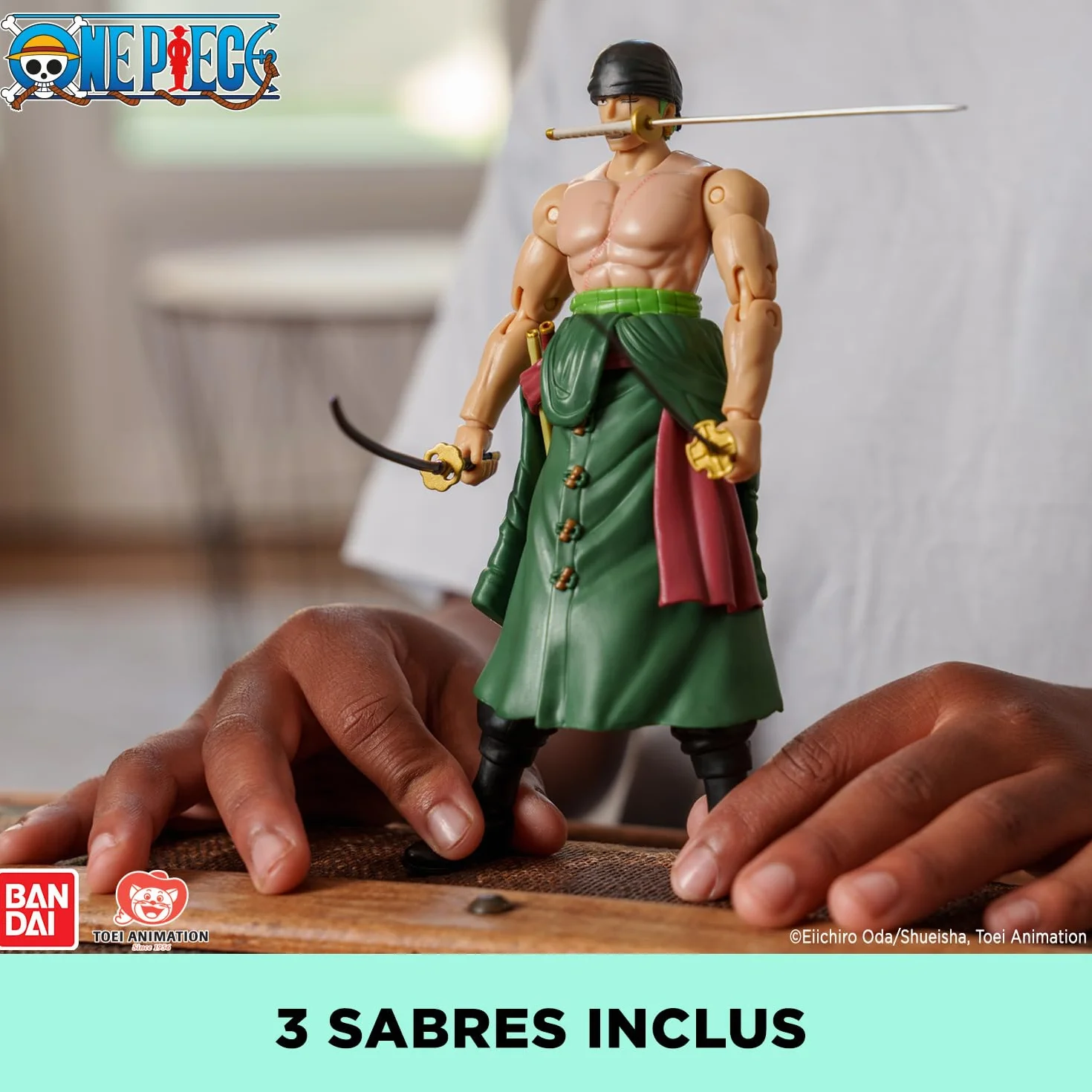 BANDAI Anime Heroes One Piece Figurine Roronoa Zoro 17 cm Three Sword Style Manga Articulée 3 Épées Officielle Jouet Enfant 4 Ans+