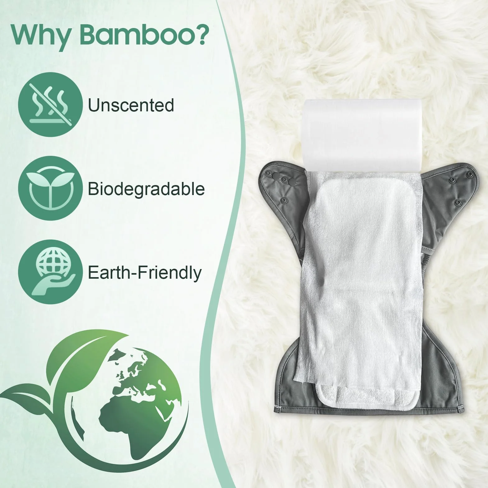 Sonew doublures de couches jetables pour bébé bambou non parfumées biodégradables 100pcs