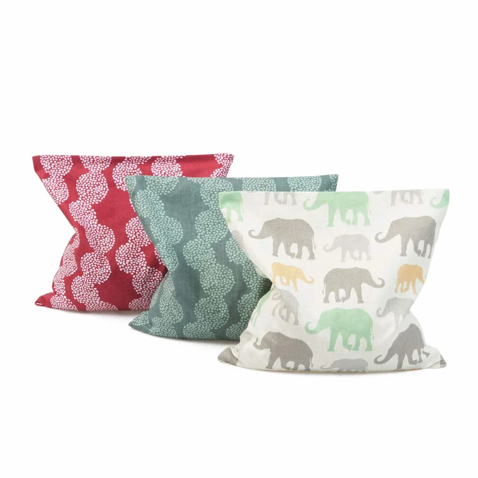 GRÜNSPECHT Coussin chauffant noyaux de cerises 19x19 cm housse 100% coton micro-ondes four motif éléphants