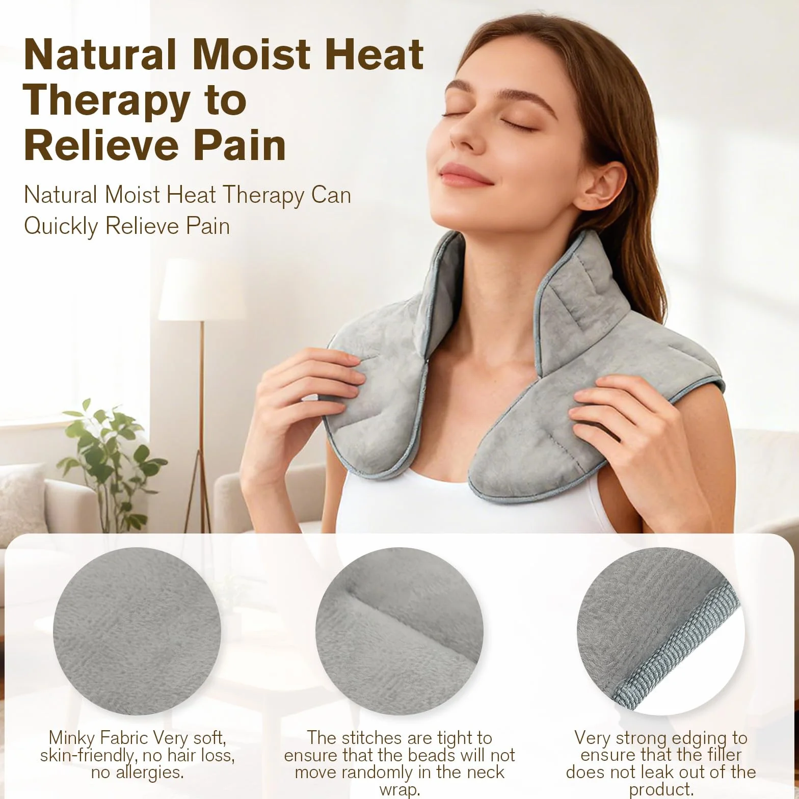 Coussin Chauffant Micro-ondes Cervical Gris Bouillotte Thermique Nuque