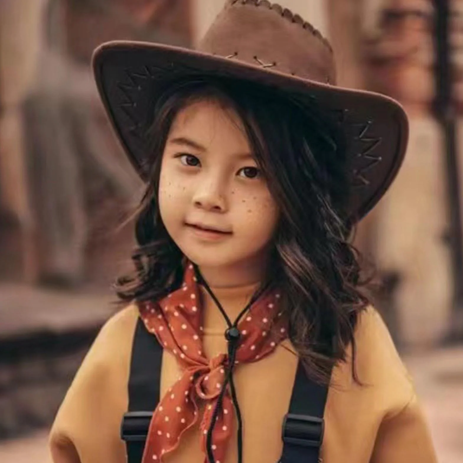 Chapeau de Cowboy en Cuir à Large Bord pour Fille et Garçon