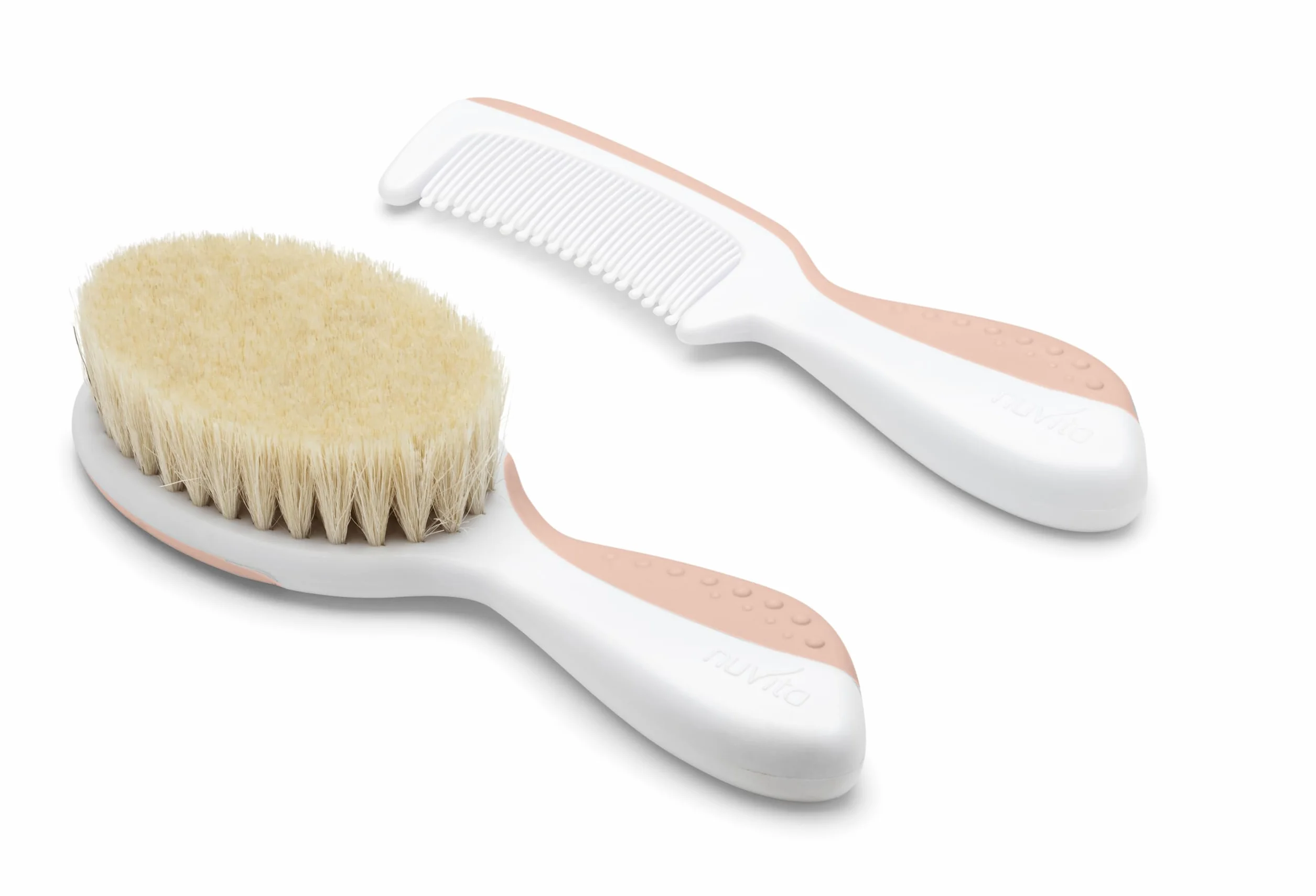 Nuvita Ensemble Peigne et Brosse en Poils Naturels de Laine - Soin des Cheveux - English Rose