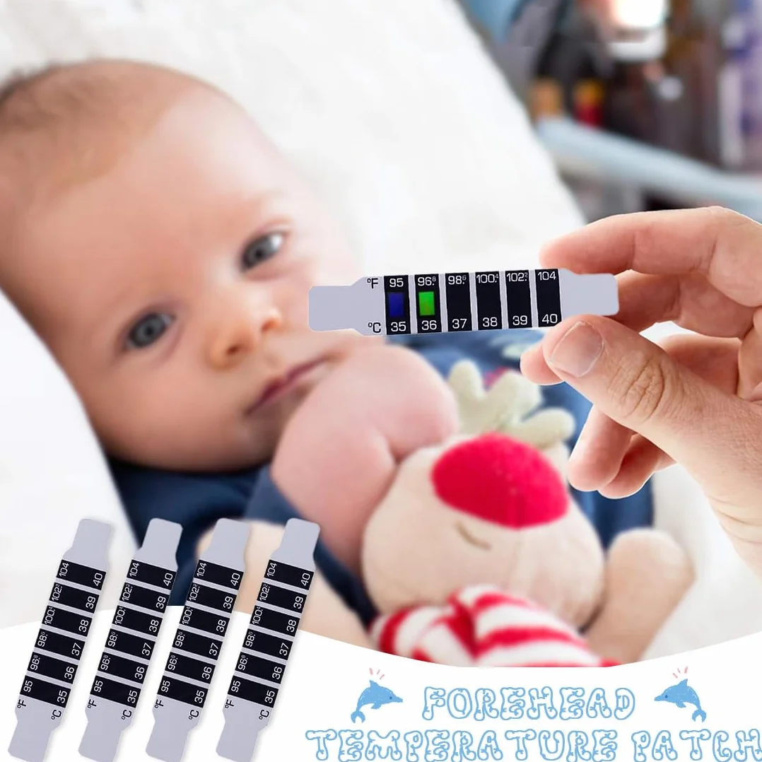 Bandes de Thermomètre Frontal 20 Pièces, Autocollant Portable Réutilisable pour Bébé Adulte