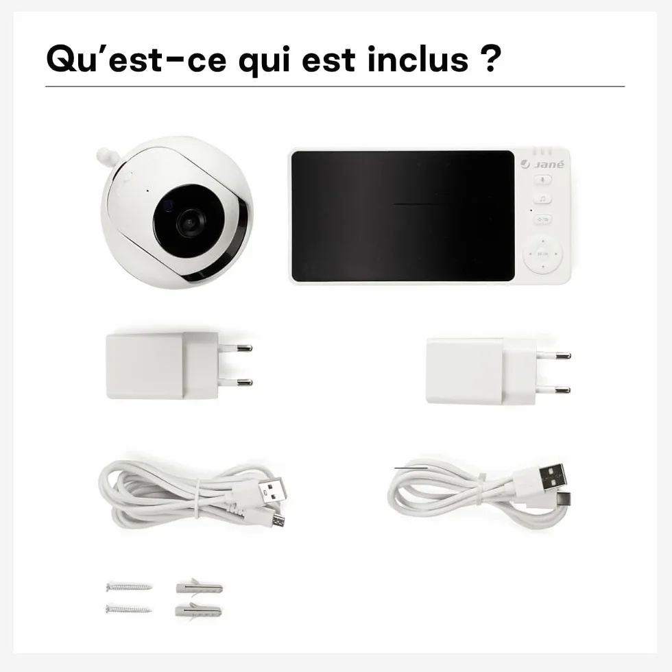 Jané Eye Pro Baby Monitor, Écran 5", Caméra Rotative, Inclinaison Motorisée, Vision Nocturne, Audio Bidirectionnel
