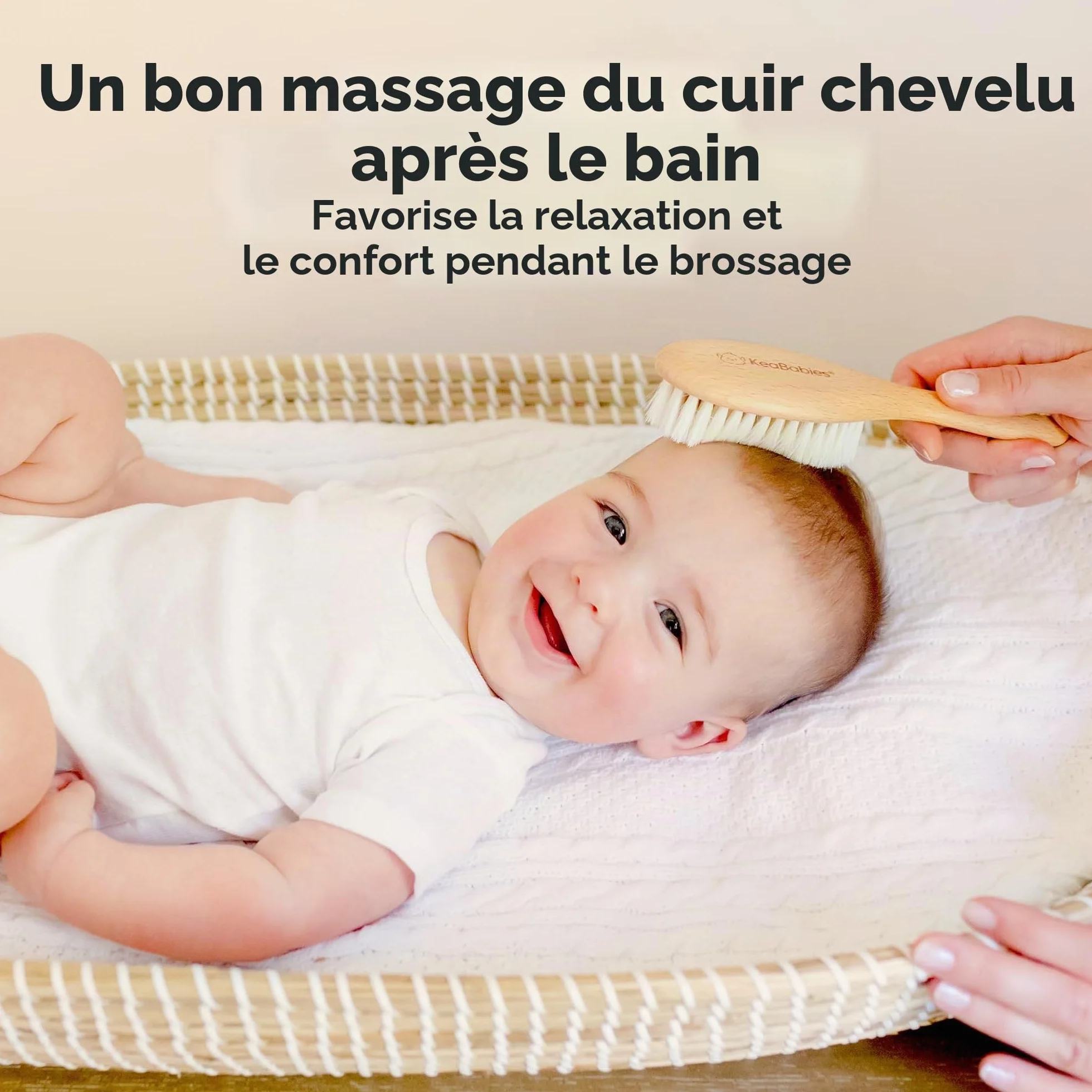 Brosse à Cheveux Bébé Nouveau-né en Bois Naturel Poils de Chèvre Doux