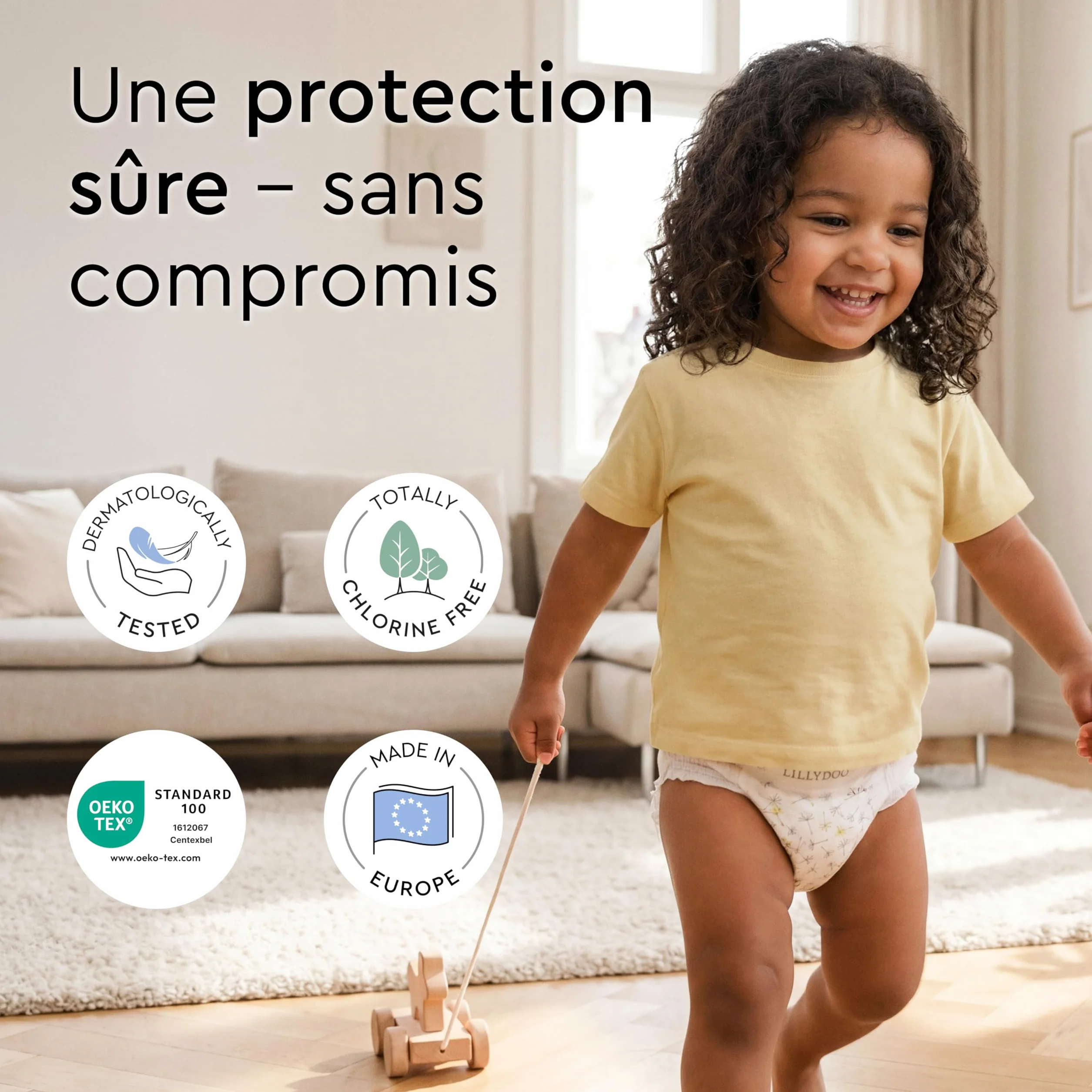 LILLYDOO Couches-culottes Bébé Taille 8 (17+ kg) 15 pièces Ultra-Douces Anti-fuites sans Parfum Testées dermatologiquement