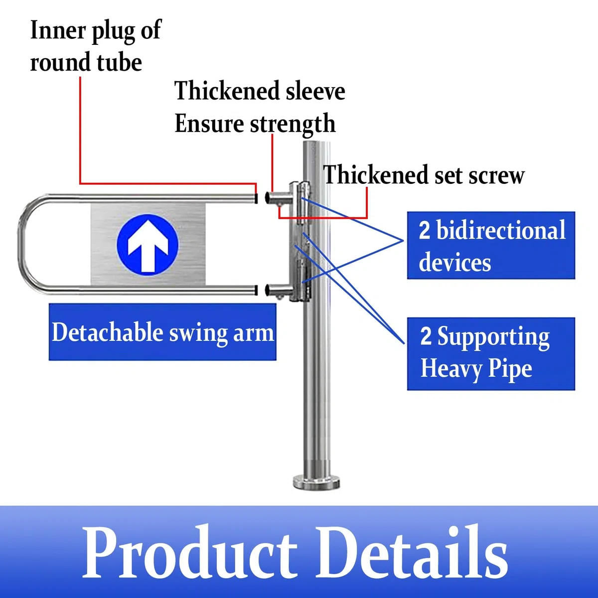 Portillon De Sécurité À Ressort,Porte À Automatique Bidirectionnelle | Fermeture Automatique,Contrôle D'accès Piéton Pour Bibliothèques,Magasins,Centres,Acier Inoxydable(110cm/43.3in)