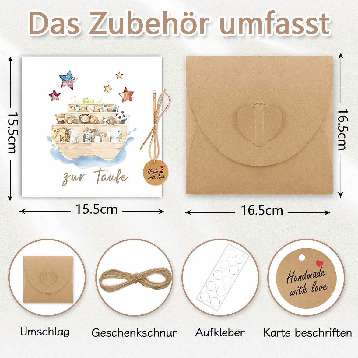 Carte cadeau baptême avec enveloppes pour filles et garçons