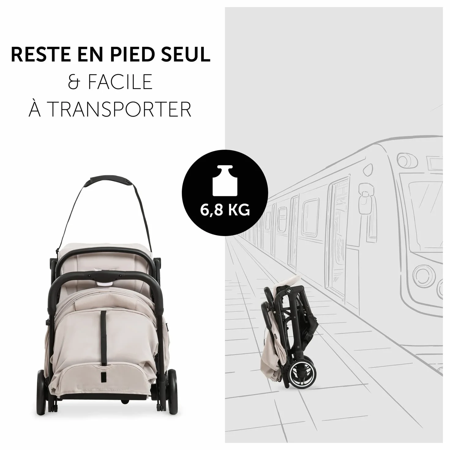 Hauck Poussette Compacte Travel N Care Beige 22 kg 6,9 kg UPF 50+