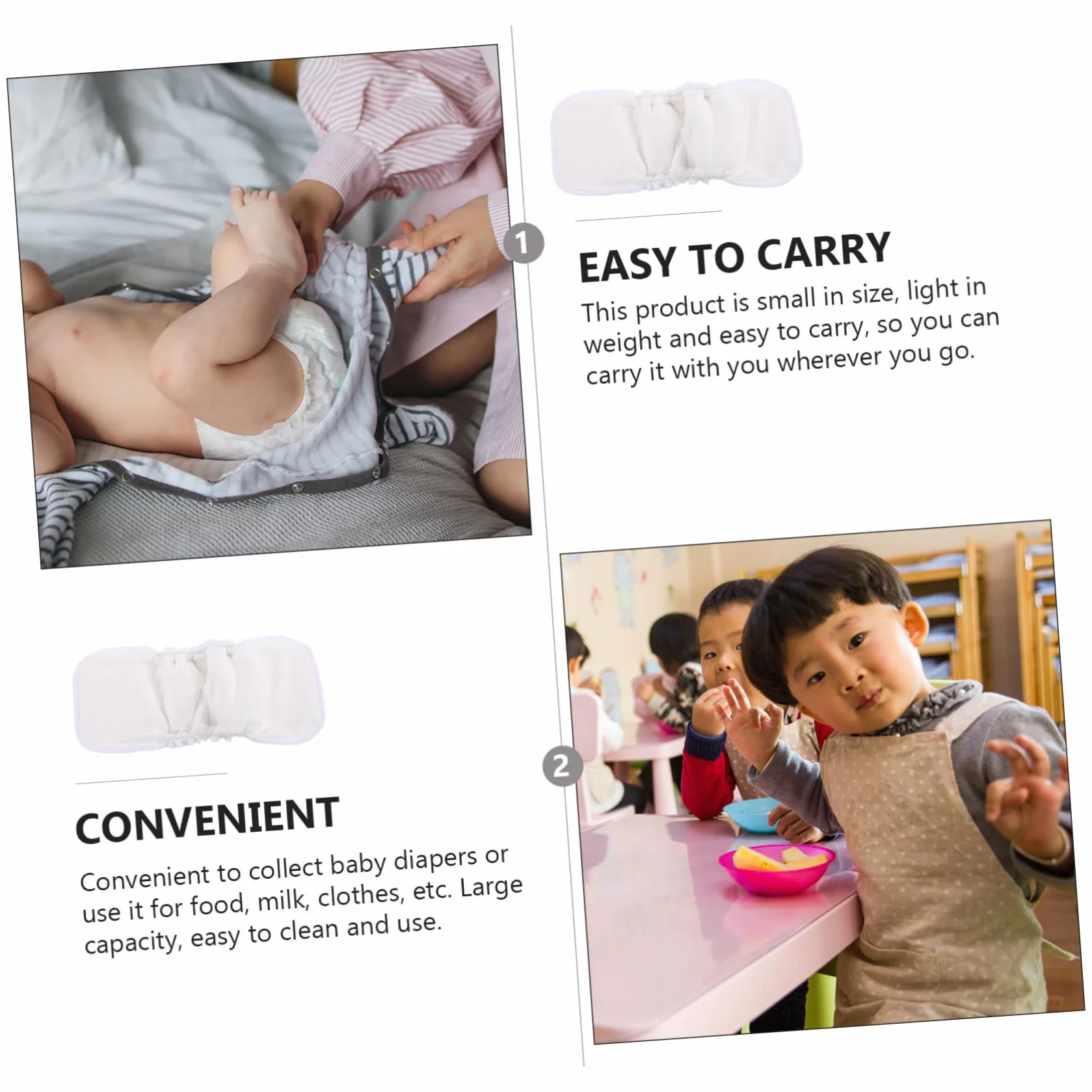Inserts de Couches pour Bébé en Fibre de Bambou Lavables 5 Couches