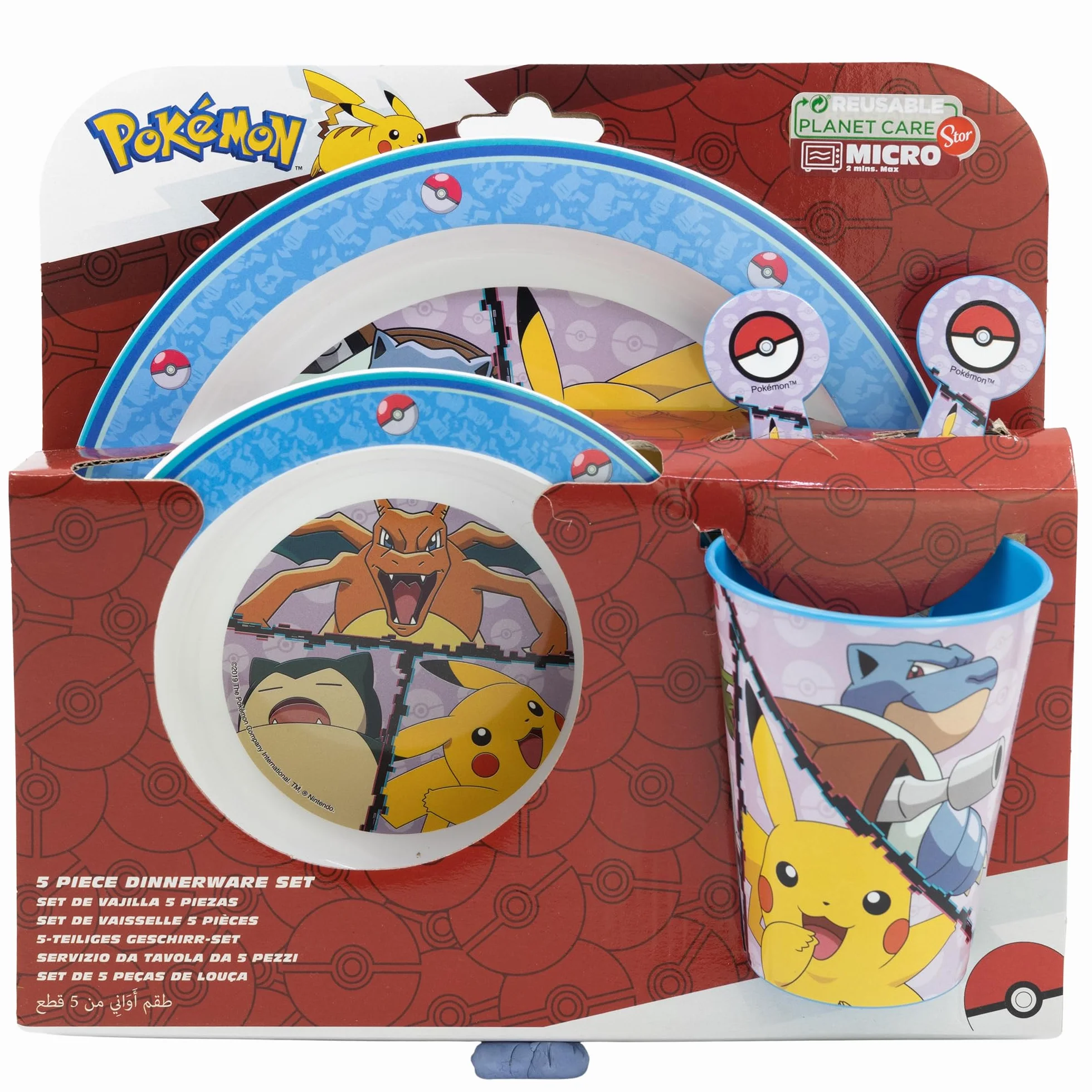 Set Vaisselle Enfant Pokémon - Verre Assiette Bol Couverts Plastique Résistant Compatible Micro-ondes Sans BPA