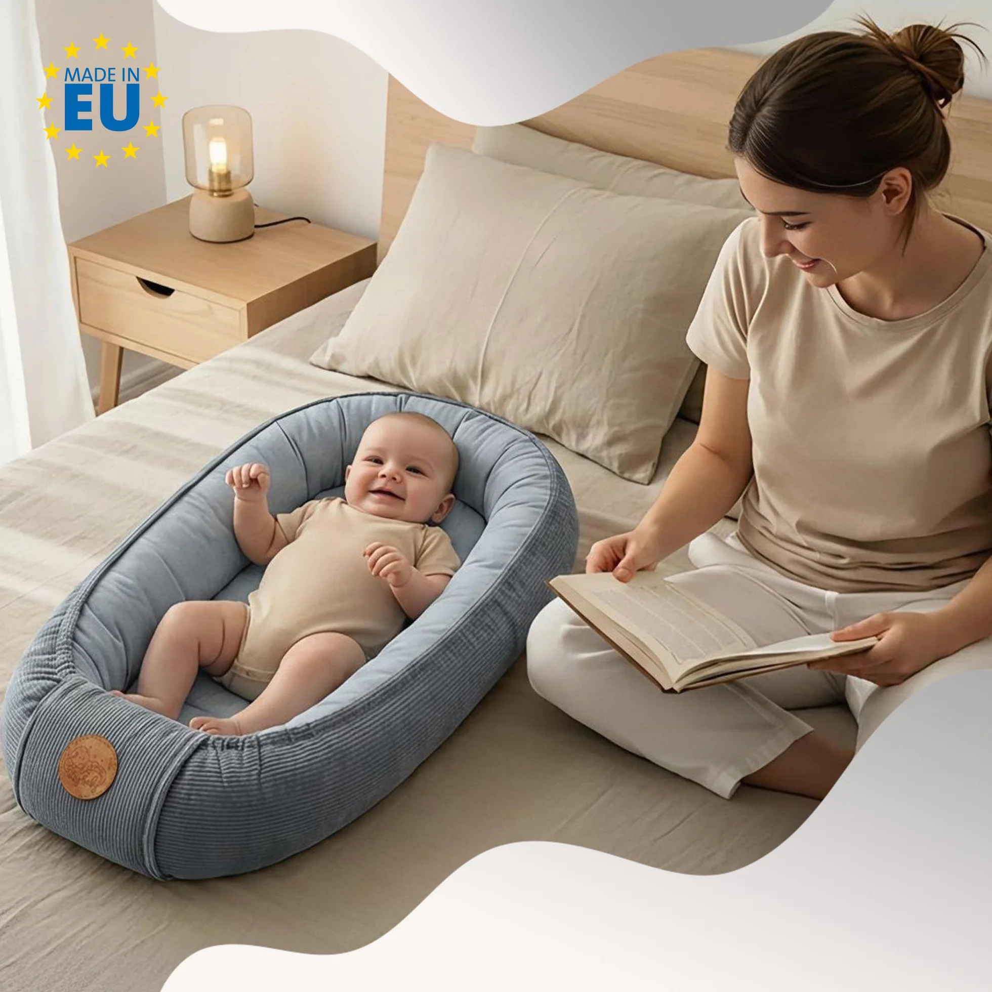 Totsy Baby Couffin Cocon Nid Bébé Réducteur de Lit Babynest Portable Beige Velours côtelé