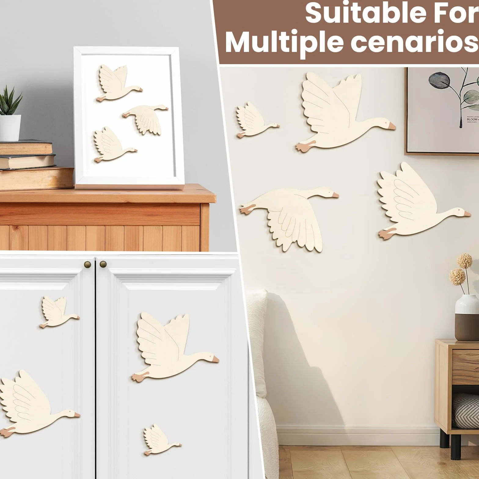 Sticker Mural Enfant Cygne Décorations Muraux Chambre Enfant Ensemble DIY Bois Adhésifs Forts
