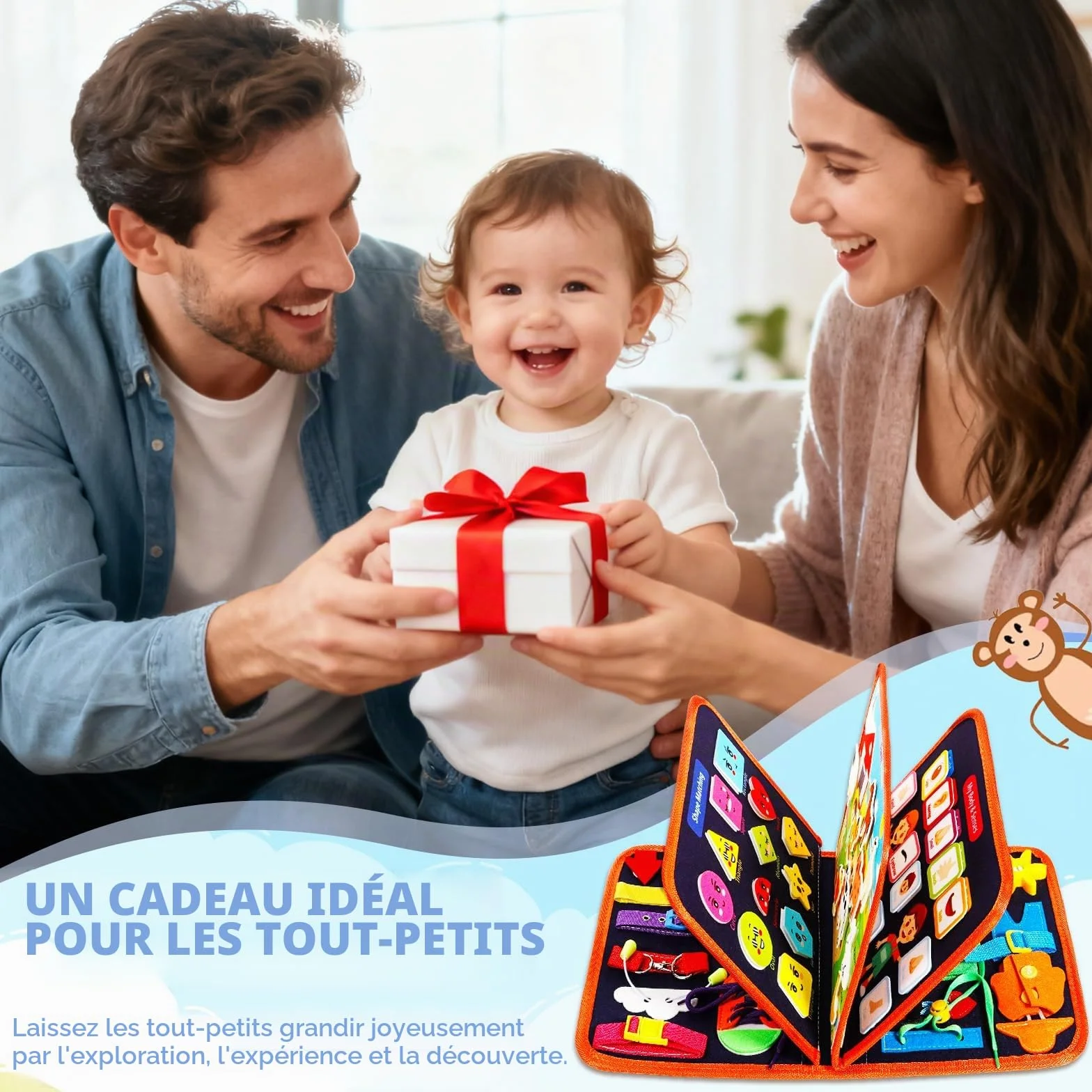 Busy Board Jouets d'Activité Montessori Quiet Book Cadeau Enfants Garçon Fille 1 2 3 4 Ans