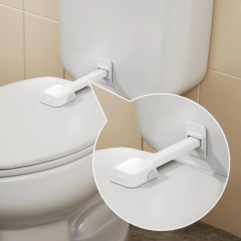 EUDEMON Verrou de sécurité pour siège de toilette bébé enfant, installation facile adhésif sans perçage (blanc)