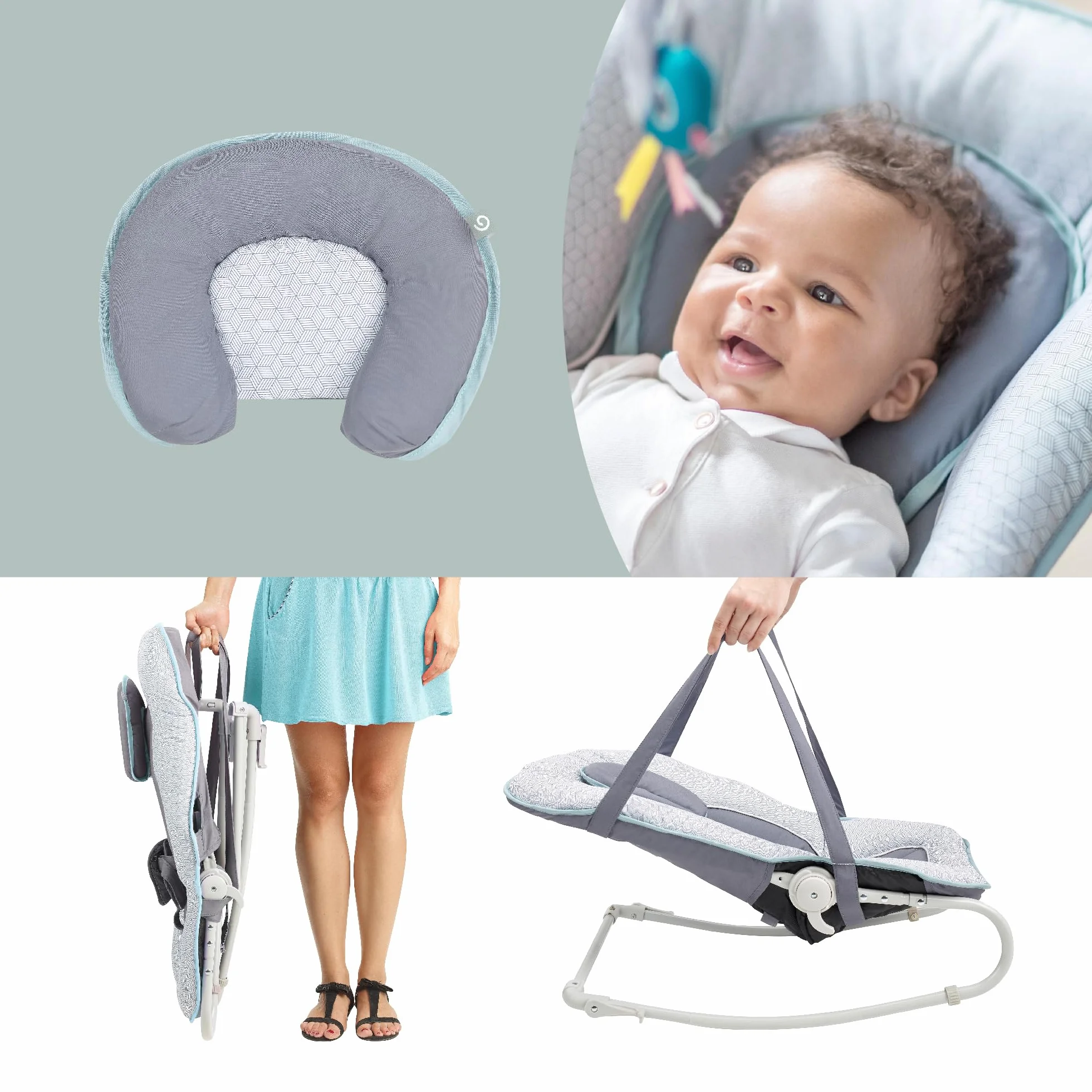 Babymoov Transat Graphik Bleu Balancelle Fixe Bébé