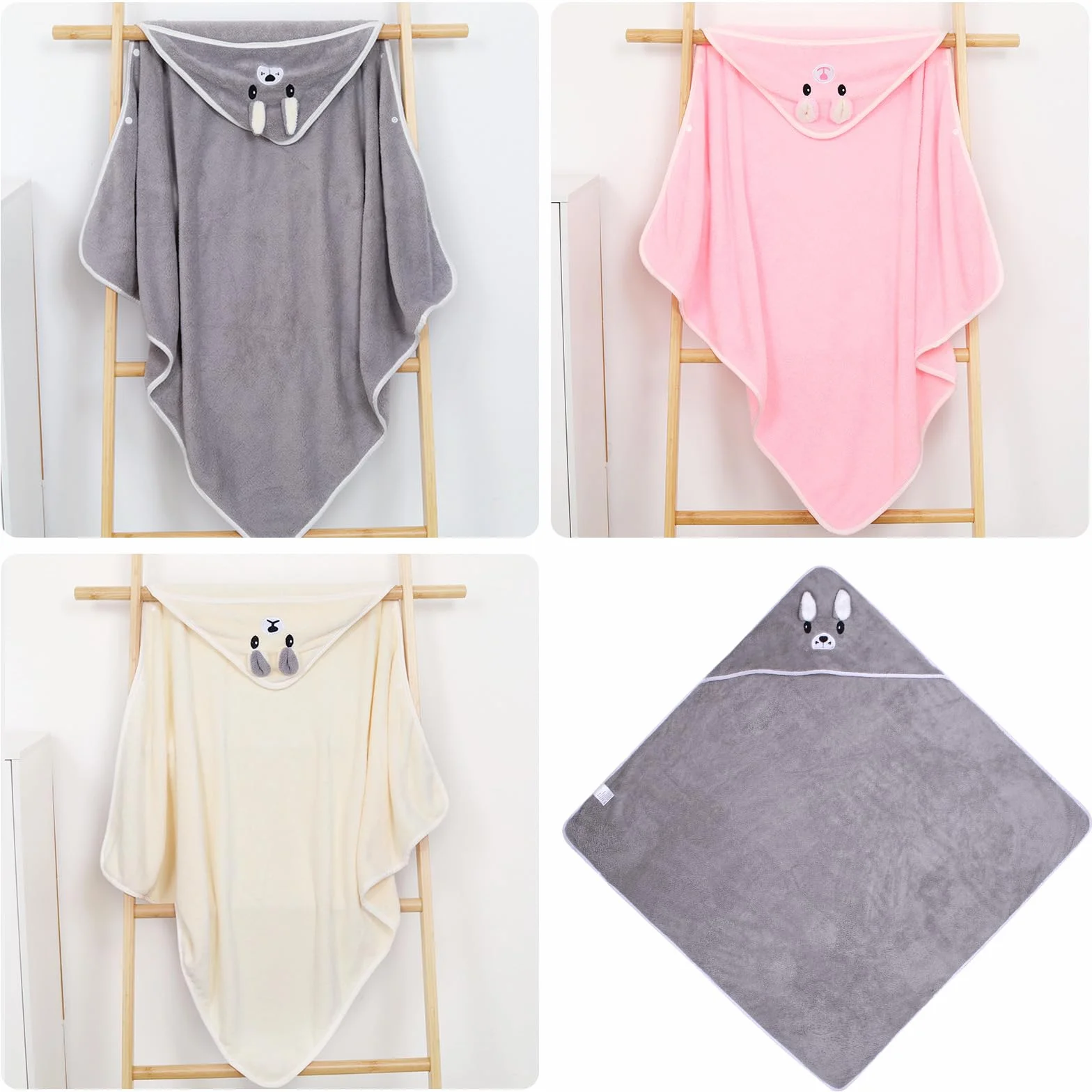 BORDEAG Cape De Bain 3 Pièces 80 x 80 cm pour Bébé 0-2 Ans