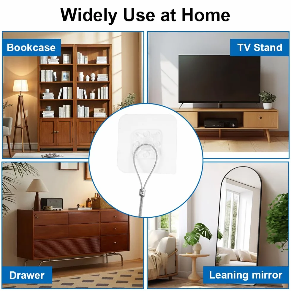 Sangles Anti-Basculement pour TV et Meubles, Sécurité Réglable sans perçage, Fixation Murale