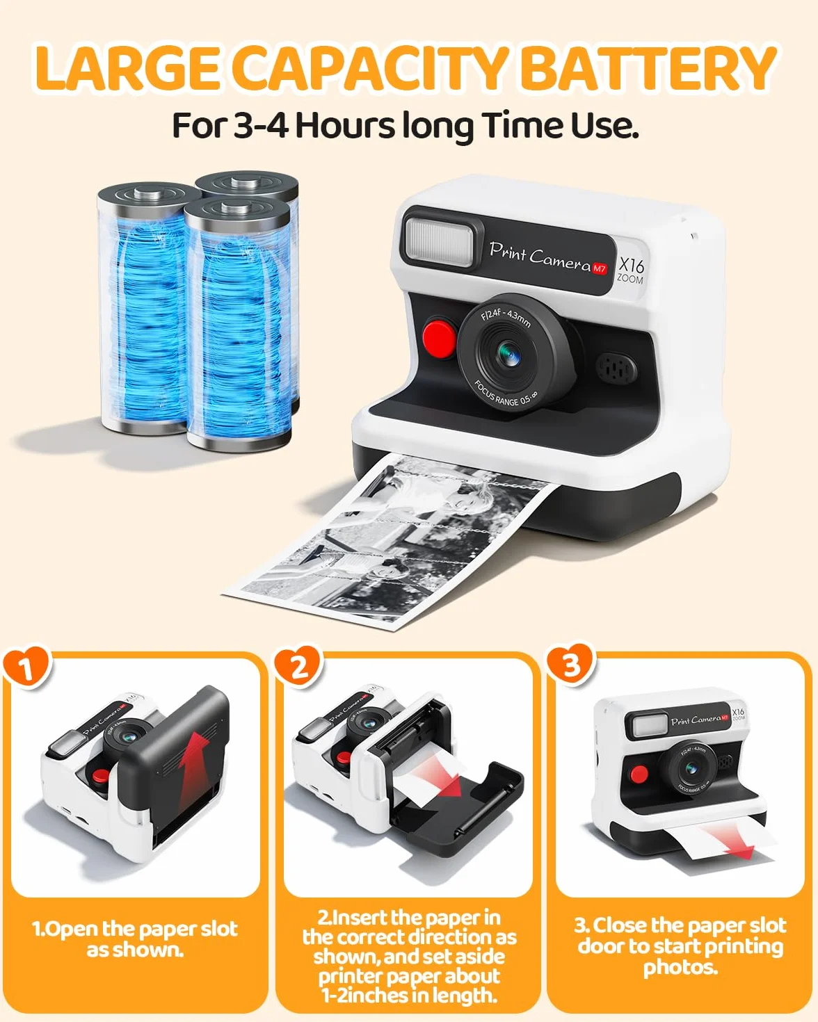 Appareil Photo Instantané Enfants 1080P HD Numérique Double Objectif avec Carte 32GB Papier d'impression Cadeaux Garçons Filles 3-12 Ans