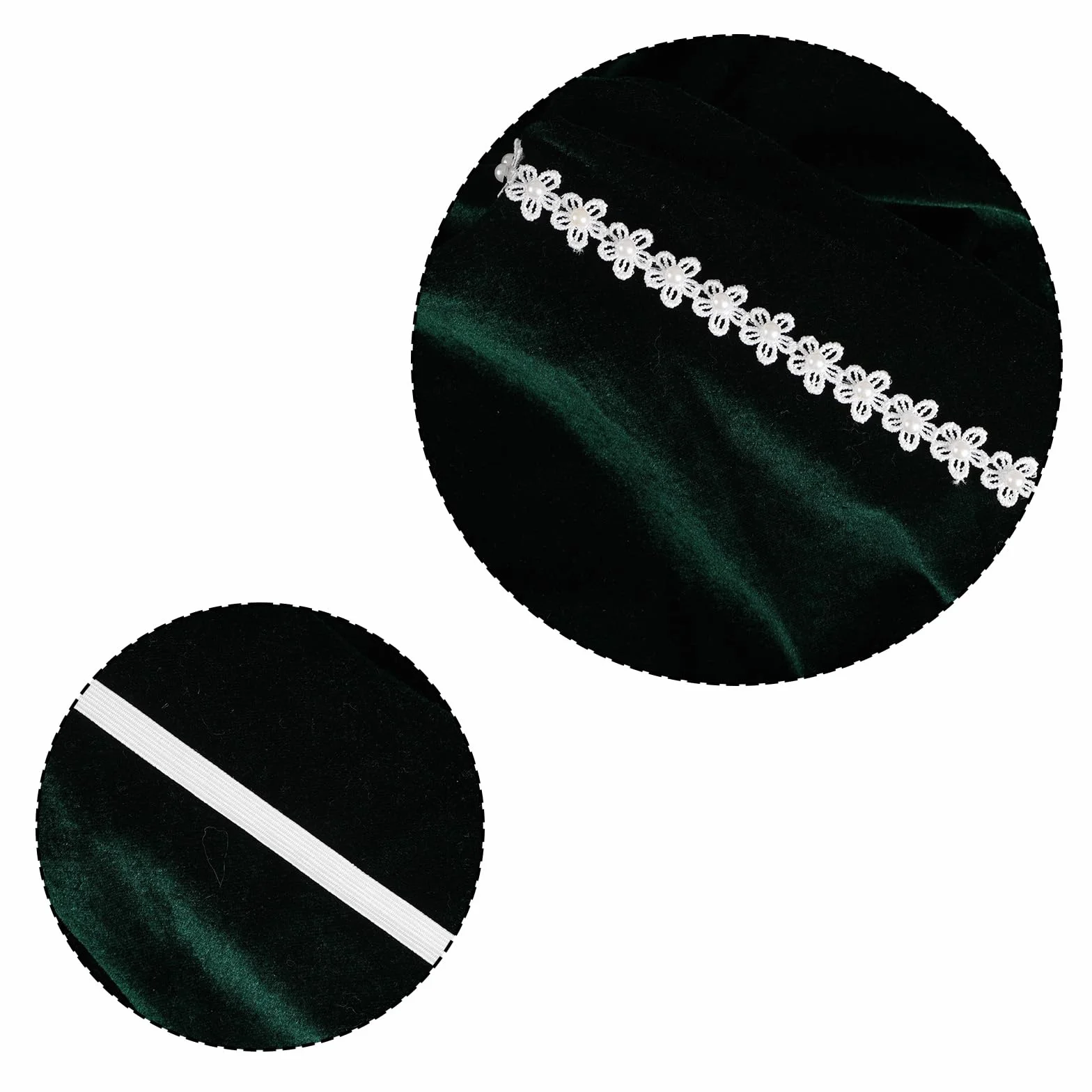 Bandeau Baptême Dentelle Réglable Blanc Perles Fleurs Accessoires Cheveux Filles Bébés