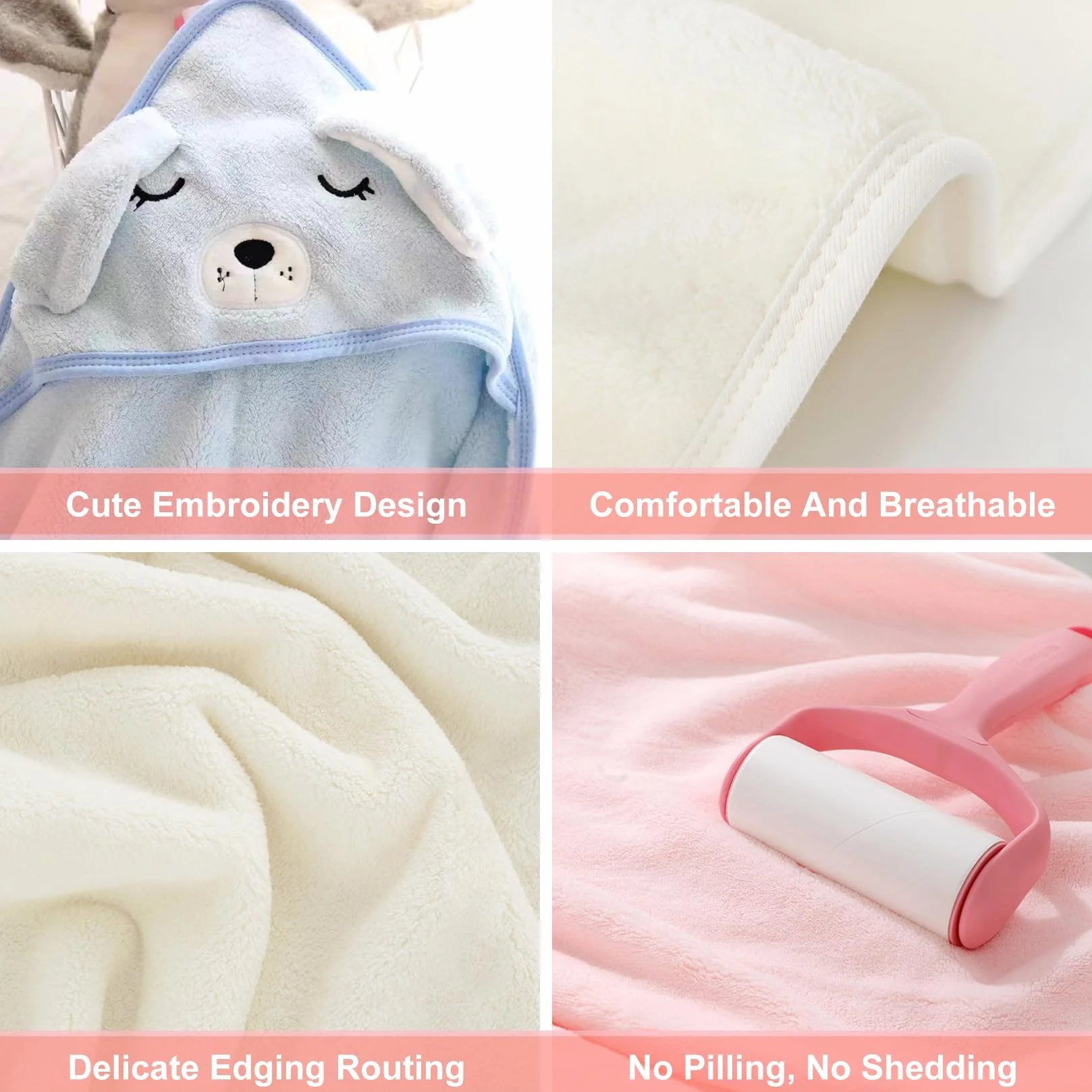 Serviette de Bain Bébé 3 Pièces 80x80cm Douce Absorption Forte Lavable Machine 0-5 Ans
