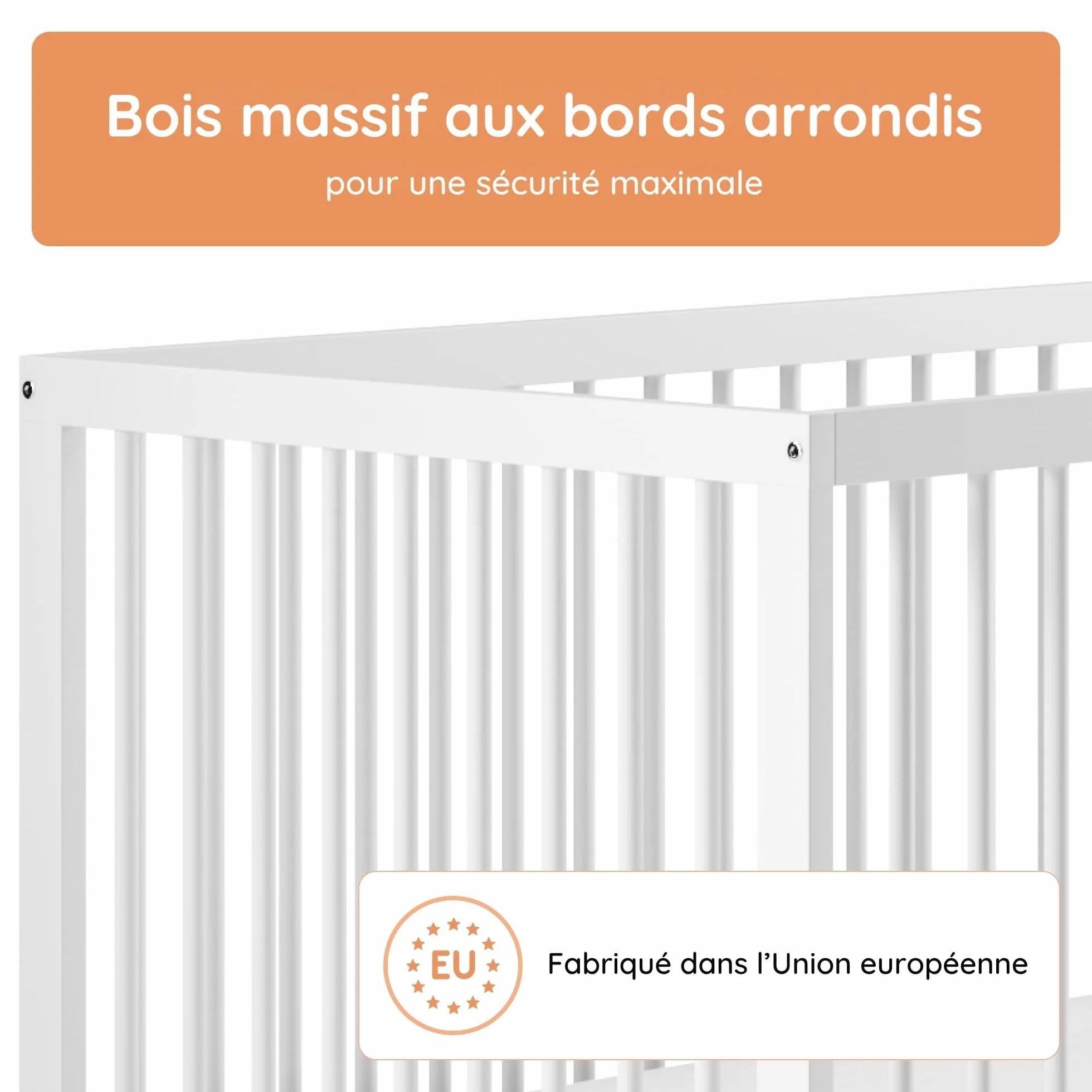 Kids Collective Lit bébé évolutif 60x120 70x140 cm Matelas Sommier hêtre Massif Blanc